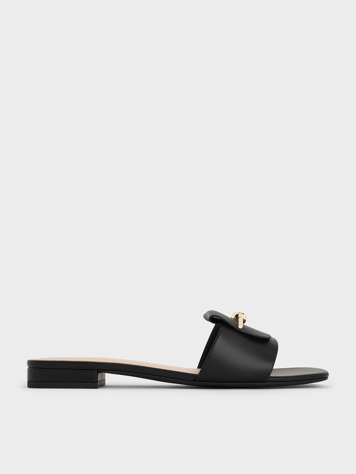 Charles & Keith Knotted Accent Slide Sandals In Black