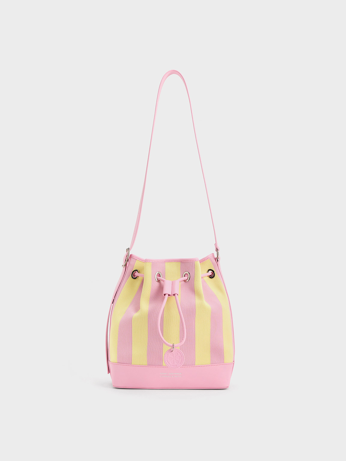 Charles & Keith Striped Bucket Bag In Pink
