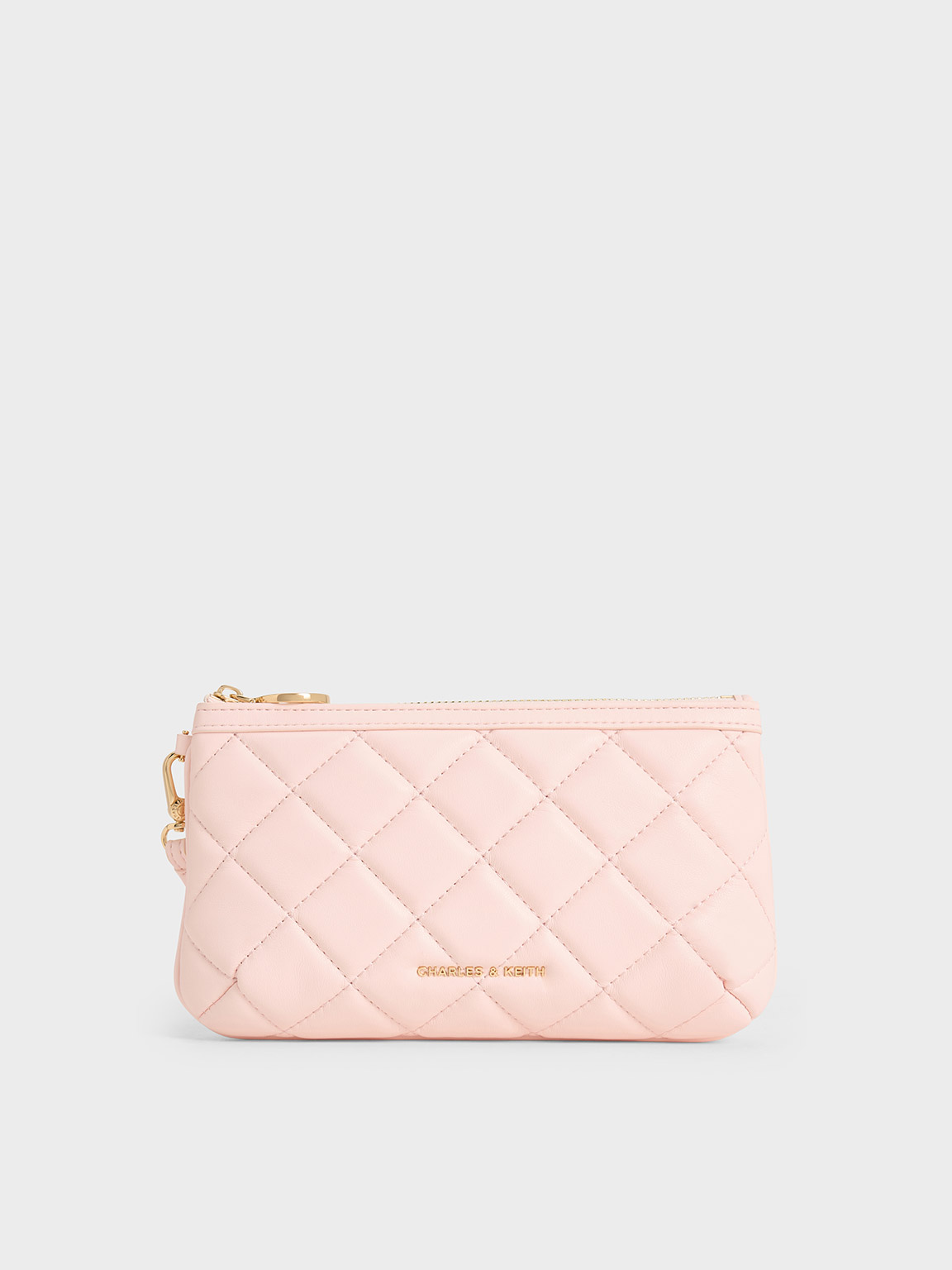 Shop Charles & Keith - Cressida Quilted Wristlet In Pink