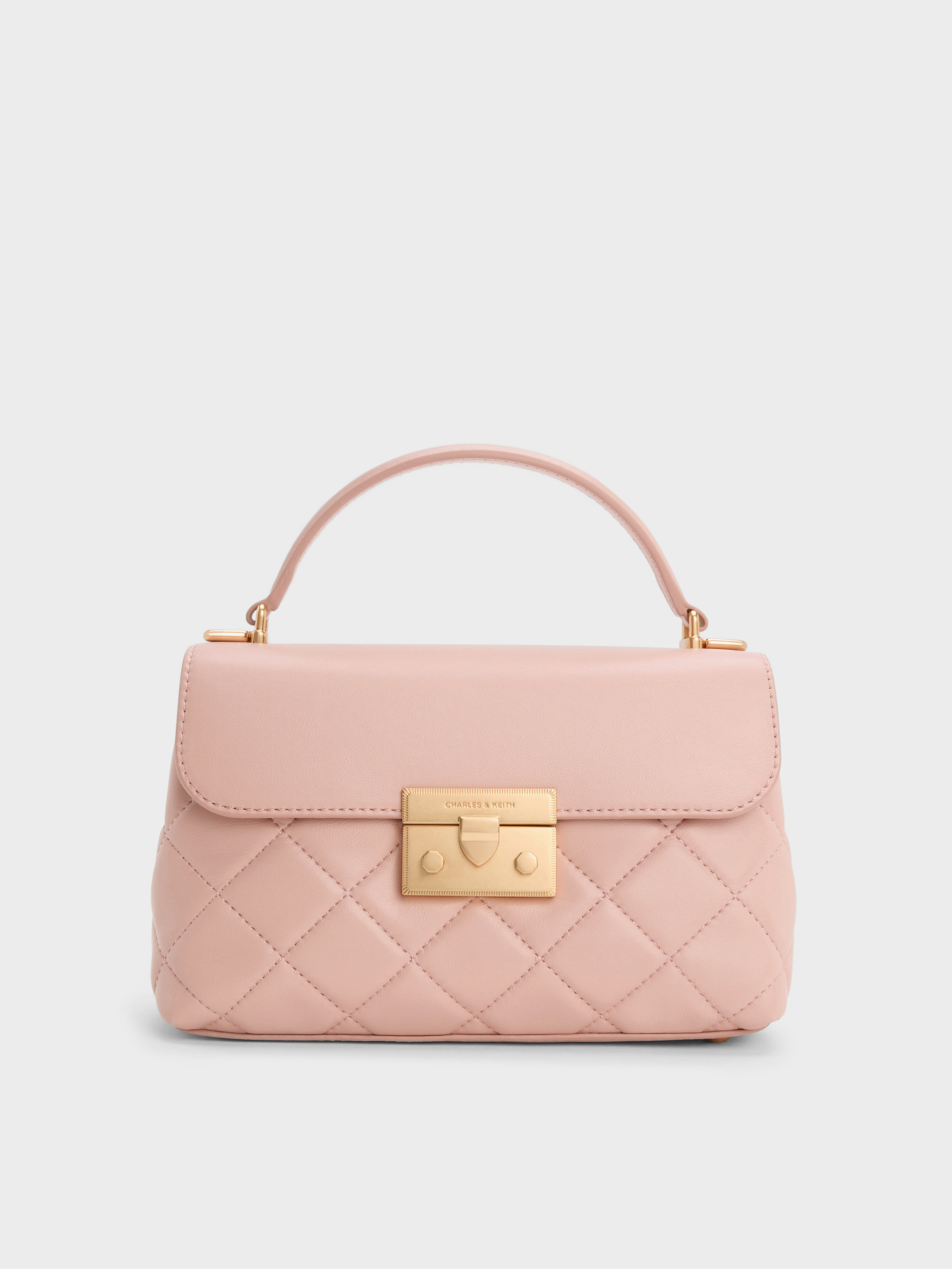 バッグ CHARLES&KEITH AlvaQuilted Handle Bag Alva Quilted Top Handle Bag - Light Pink - CHARLES & KEITH US