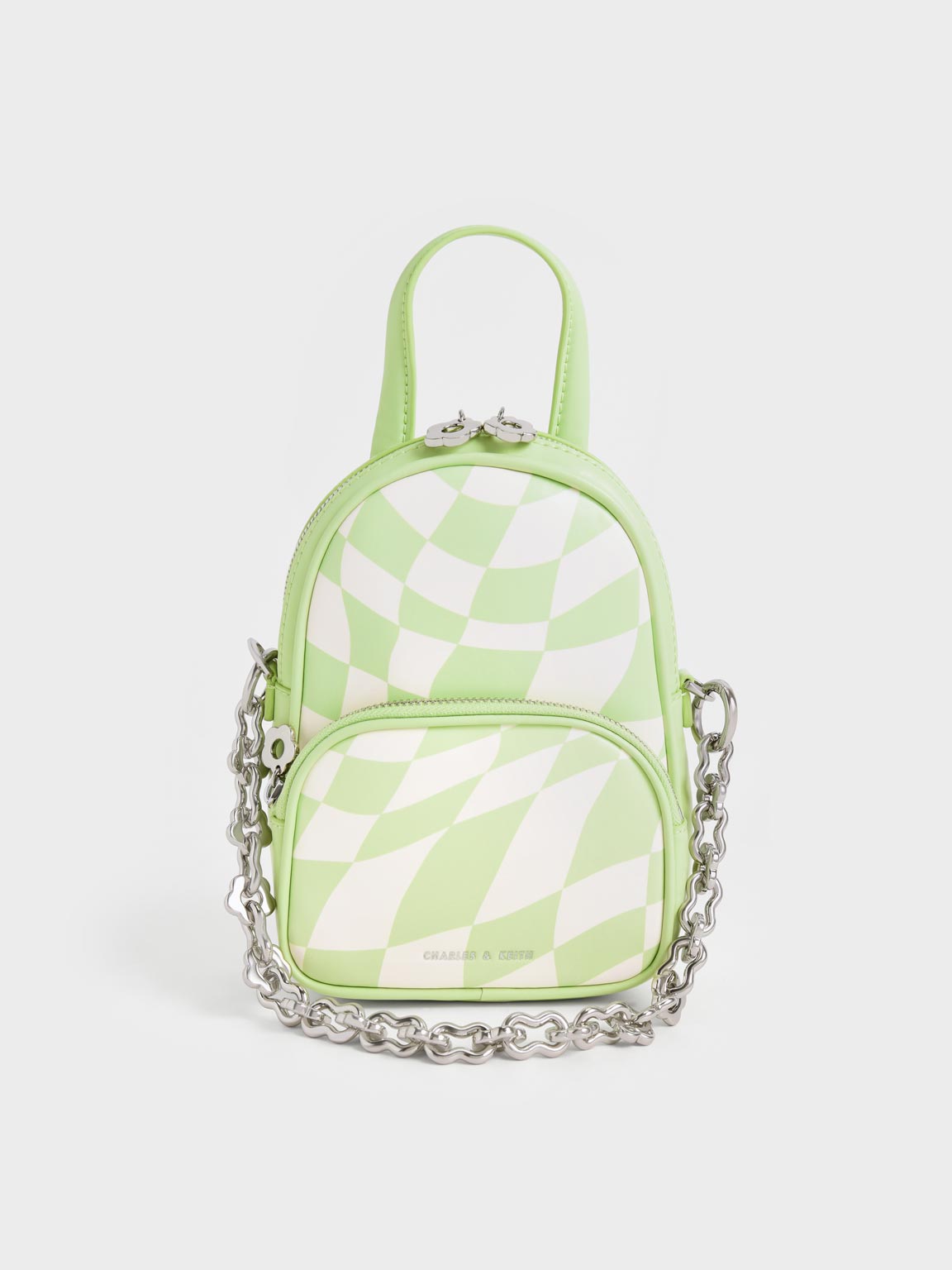 Mint Green Minka Checkered Double Pocket Crossbody Bag | CHARLES & KEITH