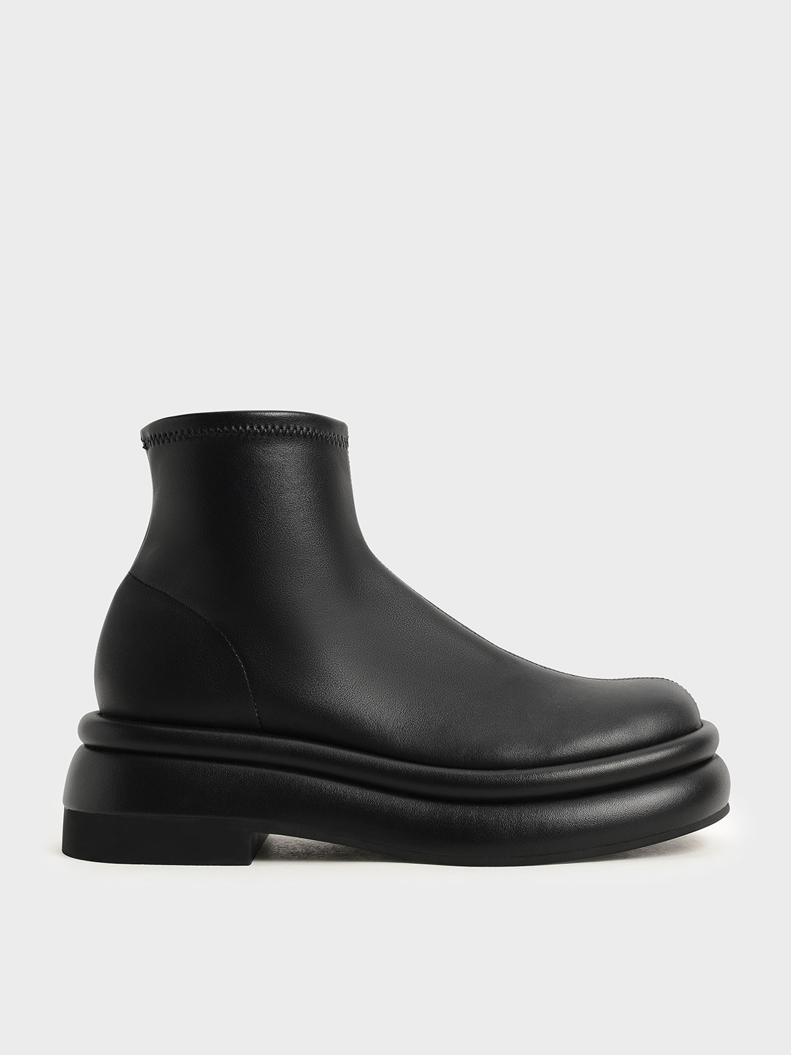 Black Nola Slip-On Ankle Boots​ | CHARLES & KEITH