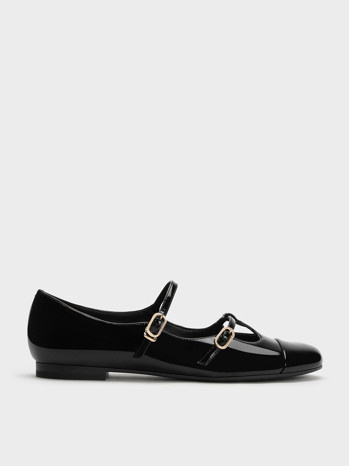 Black Boxed Double-Strap T-Bar Mary Janes - CHARLES & KEITH SG
