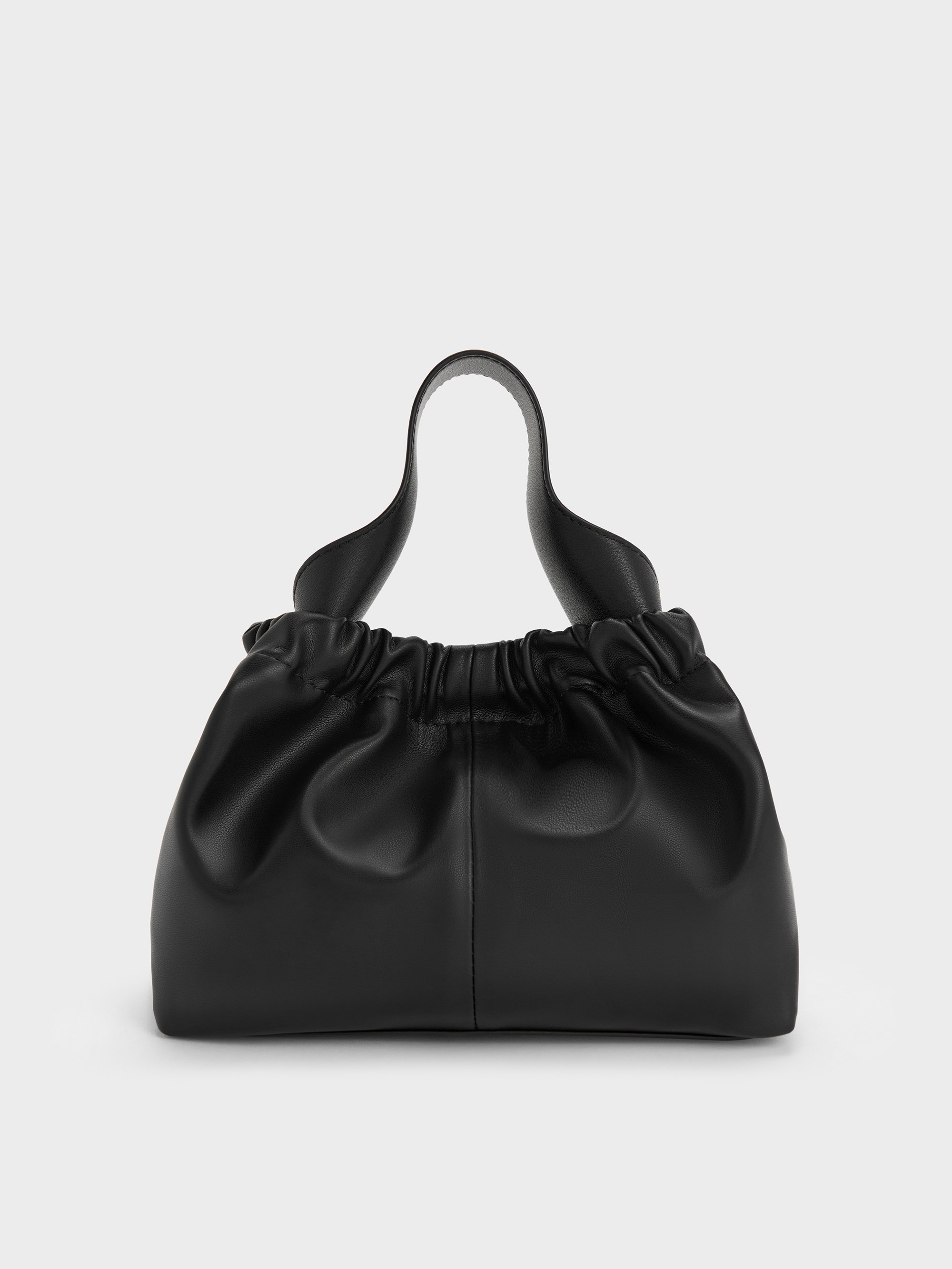 Charles & Keith - Ally Ruched Slouchy Chain-handle Bag In Black