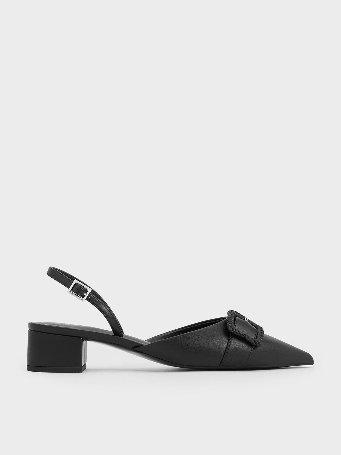 Shop Charles & Keith - Woven-buckle Slingback Pumps In Black