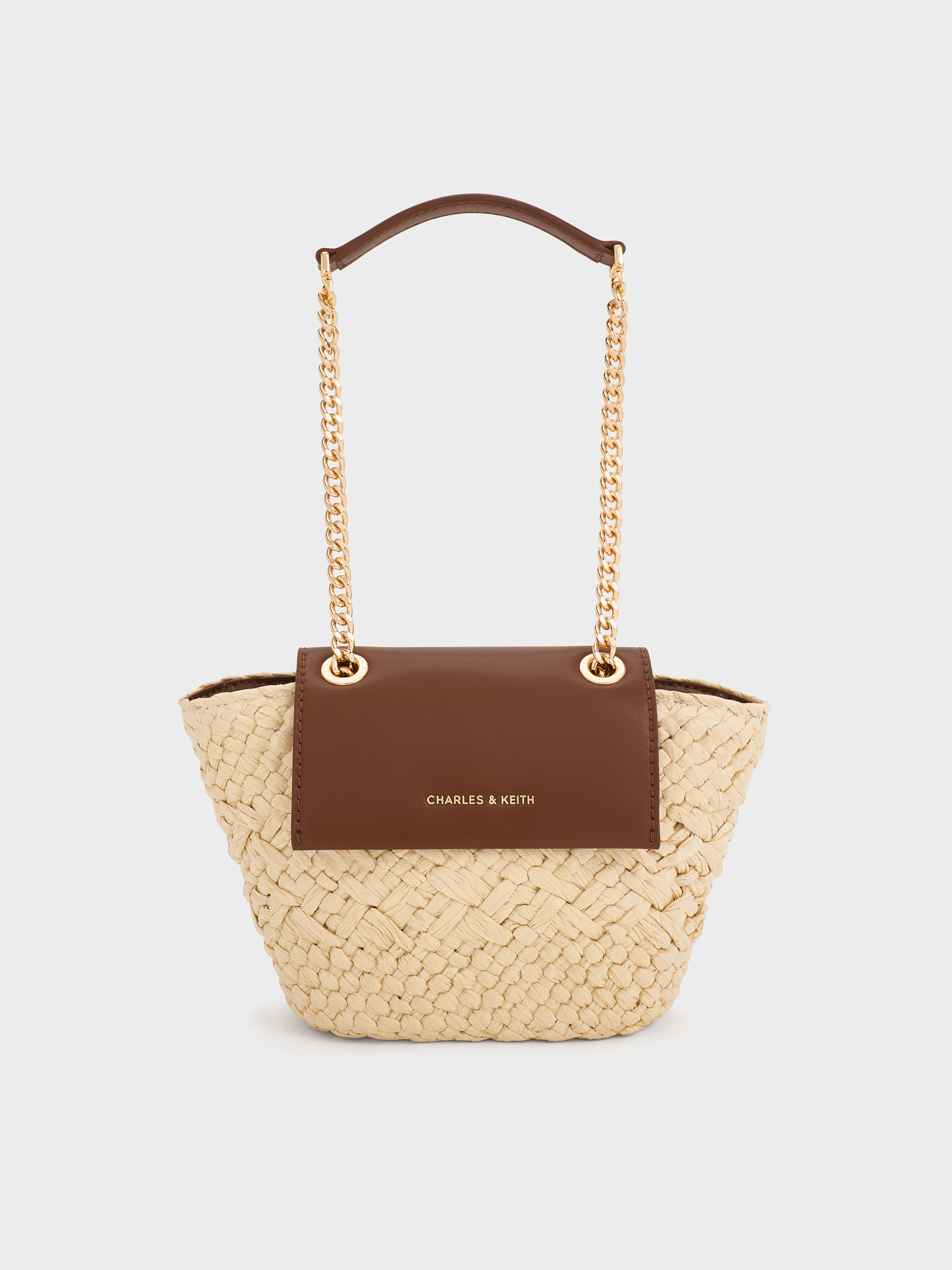 Shalia Raffia Chain-Strap Crossbody Bag - Natural Raffia - CHARLES