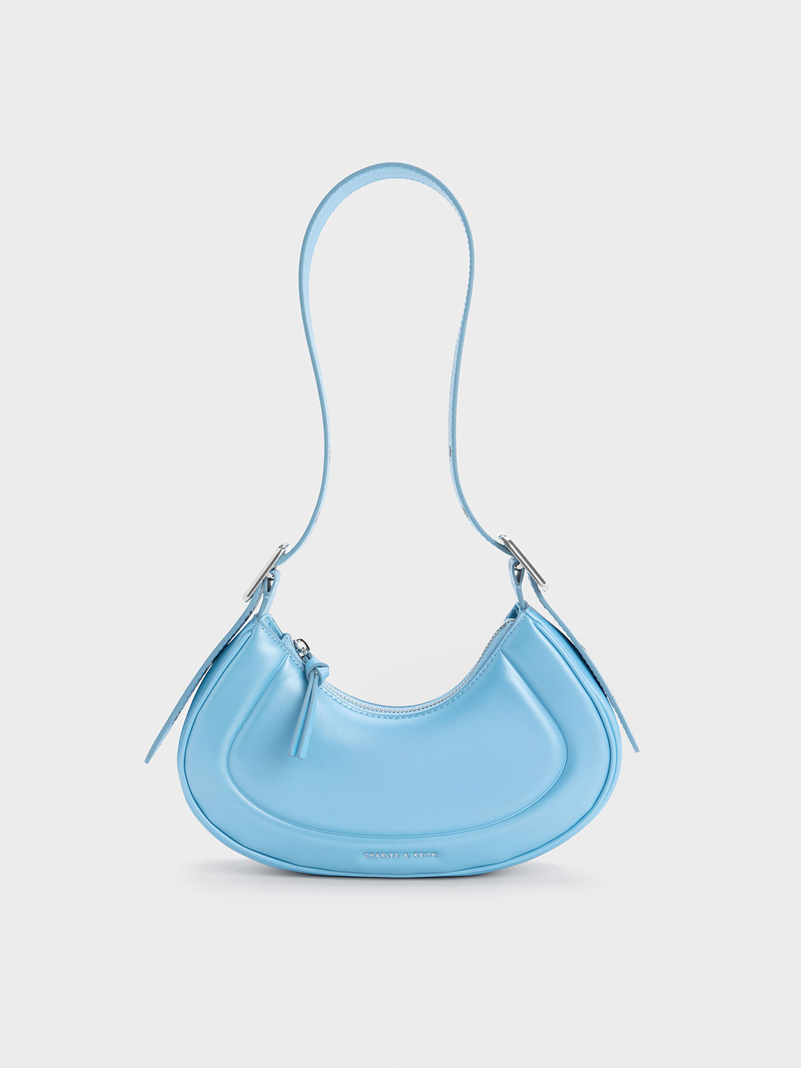 Charles & Keith Petra Curved Shoulder Bag In Blue
