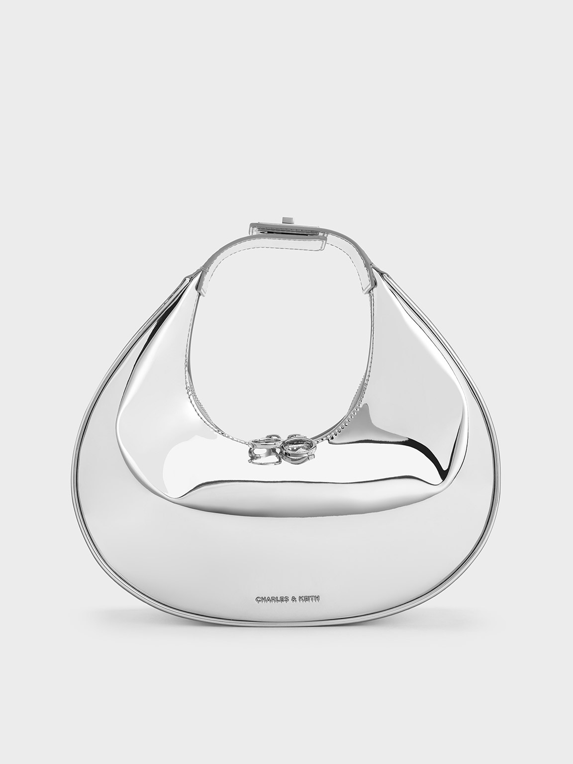Silver Metallic Crescent Hobo Bag - CHARLES & KEITH PH
