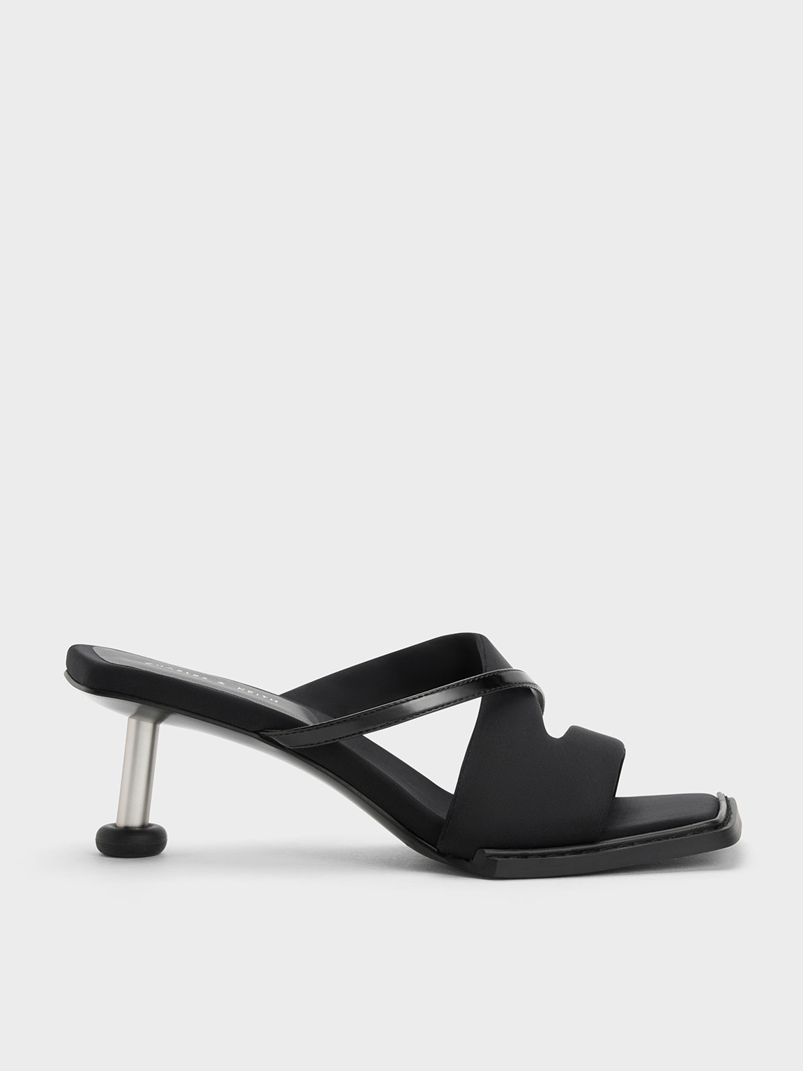 Black Crossover Sculptural Heel Sandals - CHARLES & KEITH SG