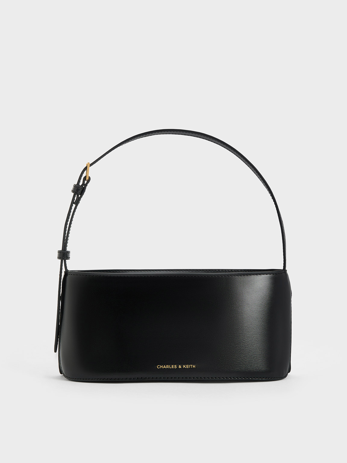 Shop Charles & Keith Wisteria Elongated Shoulder Bag In Black