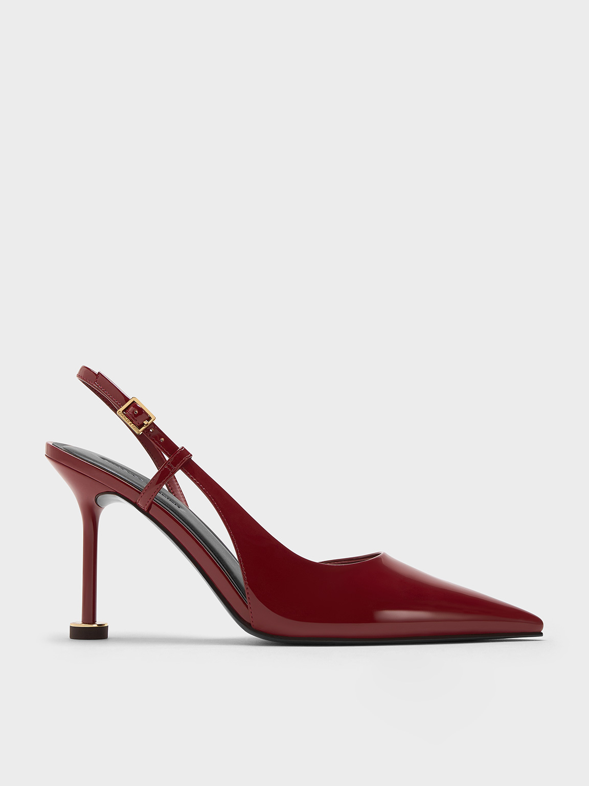★CHARLES&KEITH★Straw Pointed Toe Slingback/送料込 Black Box Chain-Strap Pointed-Toe Slingback Pumps - CHARLES