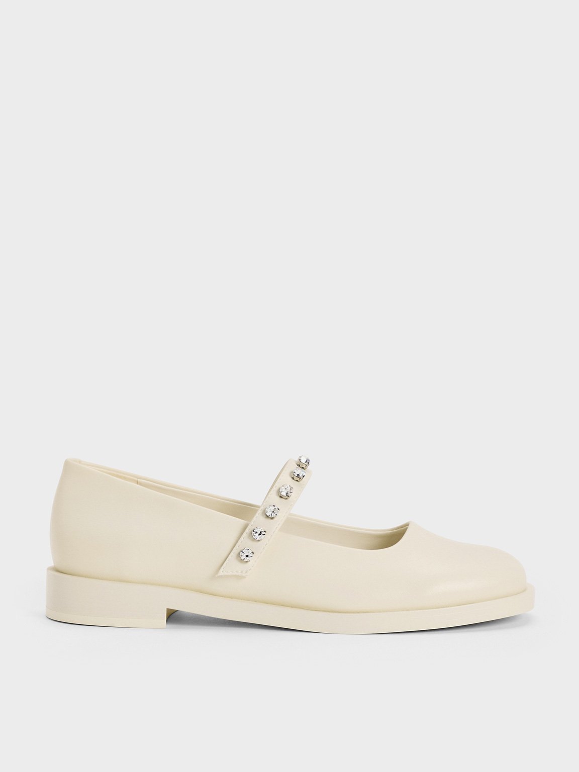 Chalk Gem-Encrusted Mary Janes - Chalk - Sale - CHARLES & KEITH US
