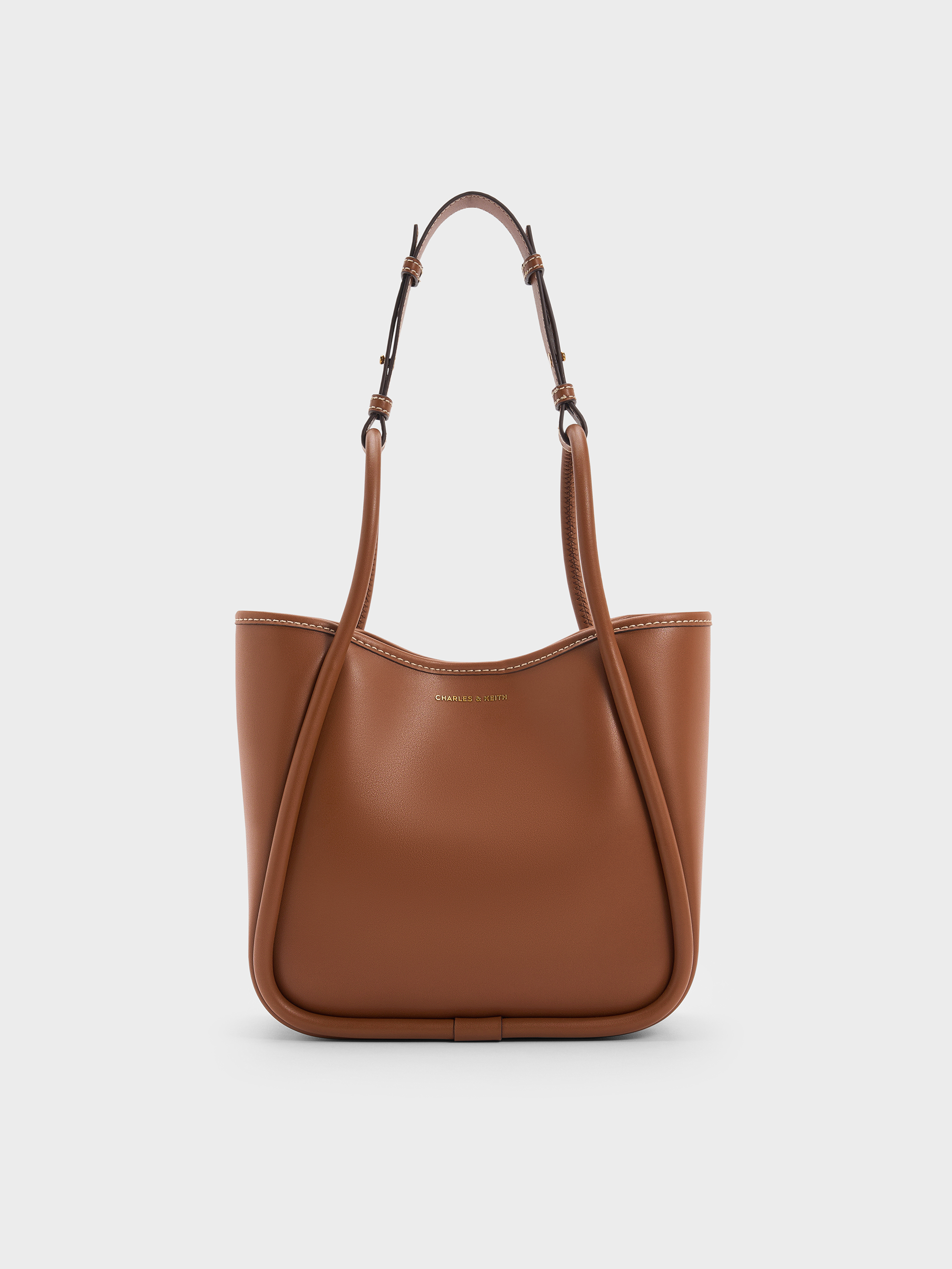 Chocolate Mini Lyla Tubular Tote Bag - Chocolate - CHARLES & KEITH US