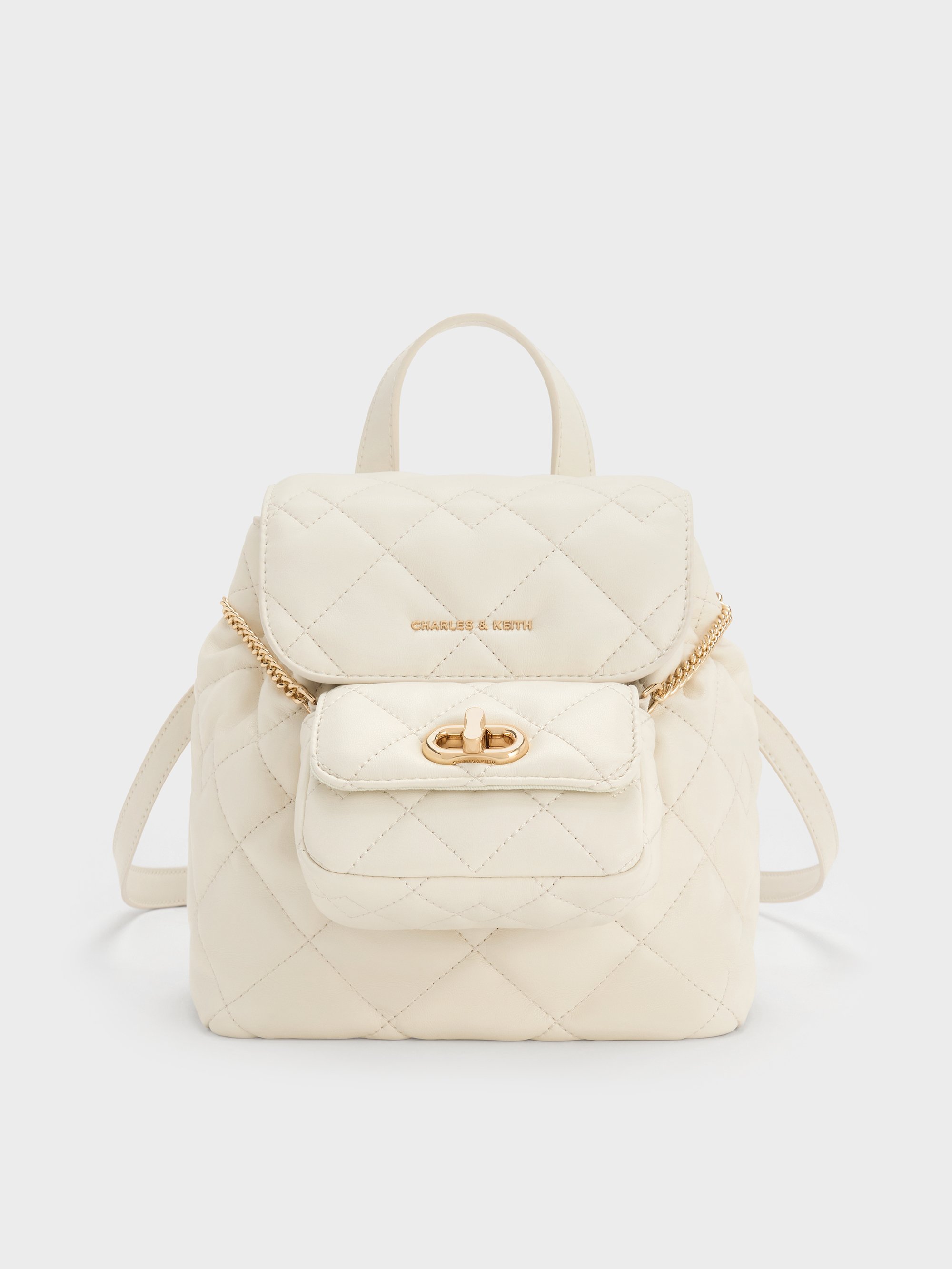 Cream Aubrielle Quilted Backpack - Cream - Bags - CHARLES & KEITH US