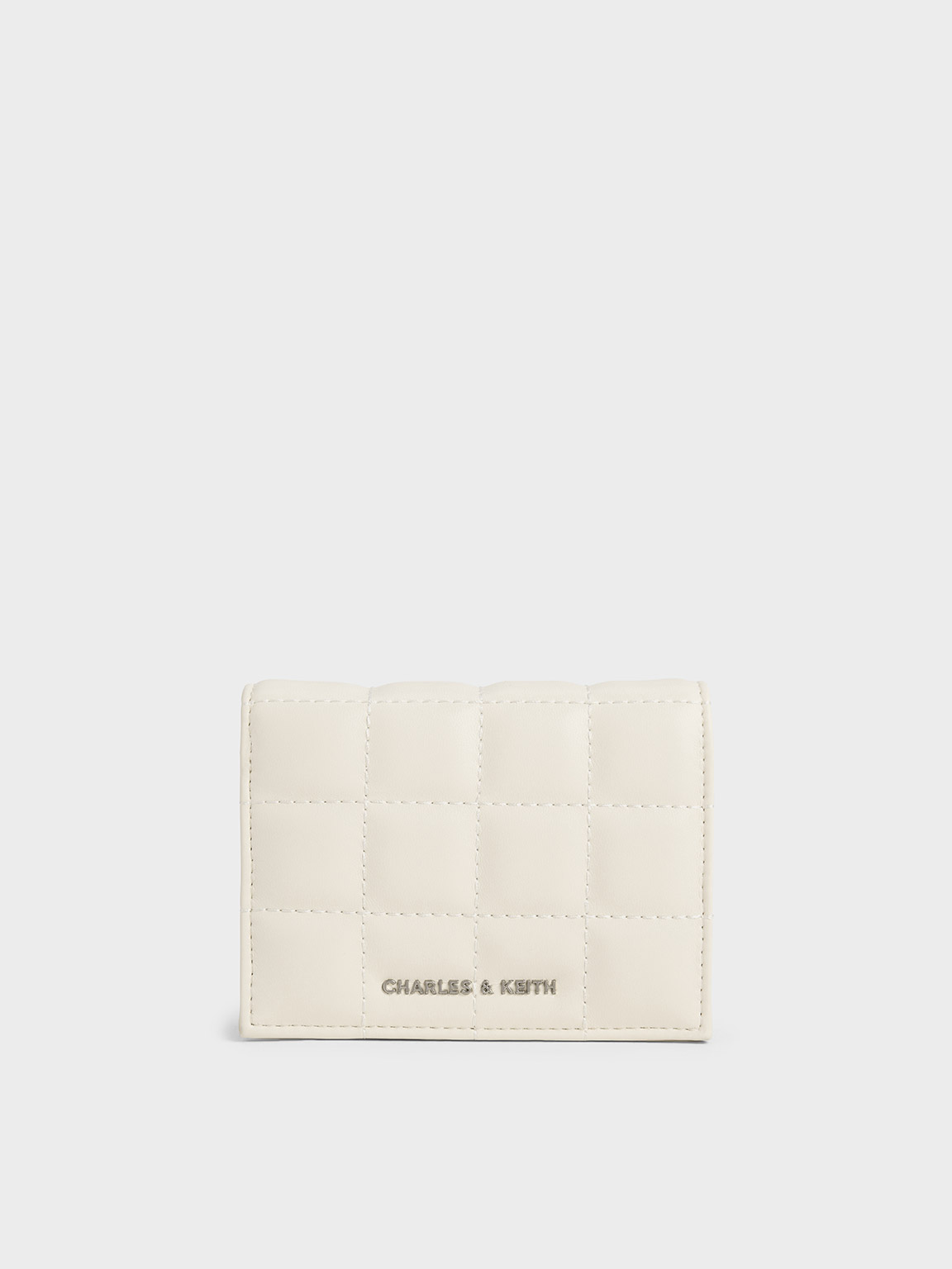 Shop Charles & Keith Quilted Mini Wallet In Cream