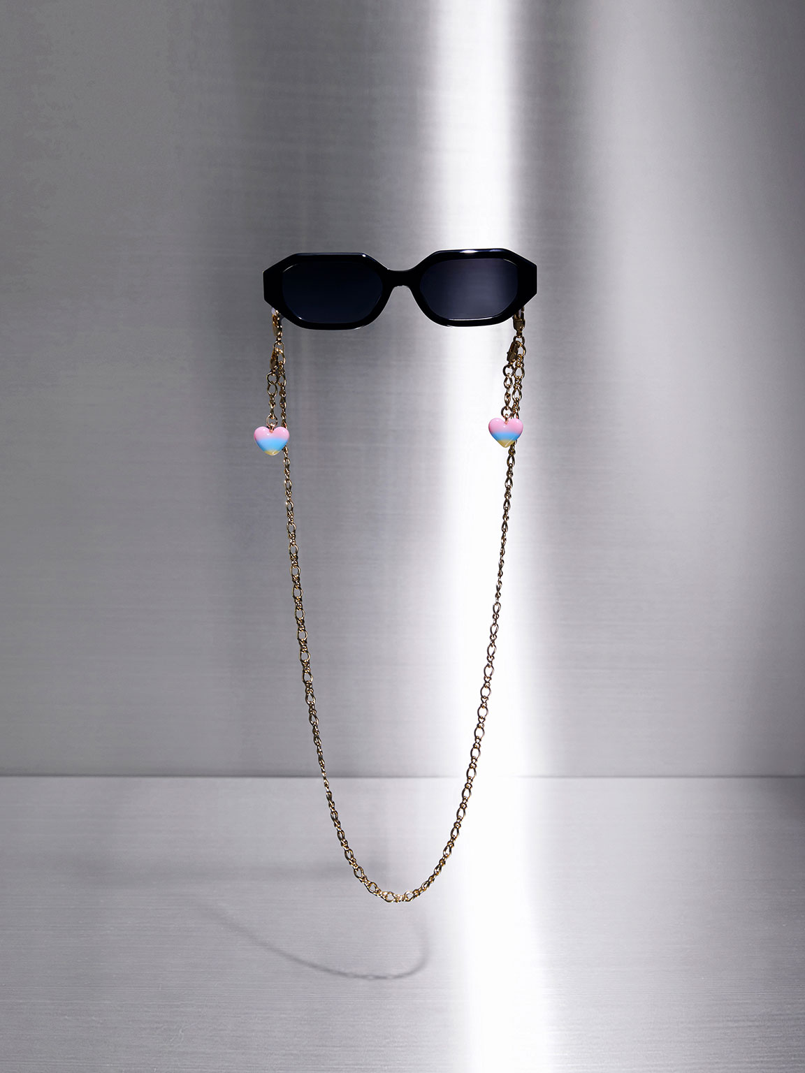 Gold Rainbow Eyewear & Chain US Heart-Embellished - KEITH CHARLES