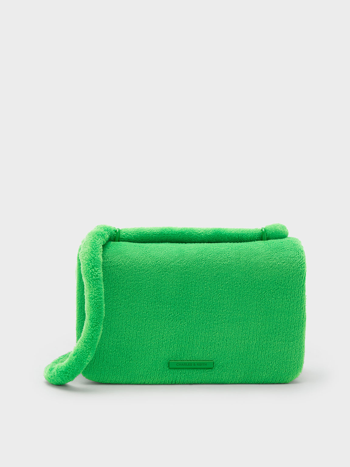 Shop Charles & Keith Loey Textured Crossbody Bag In Green