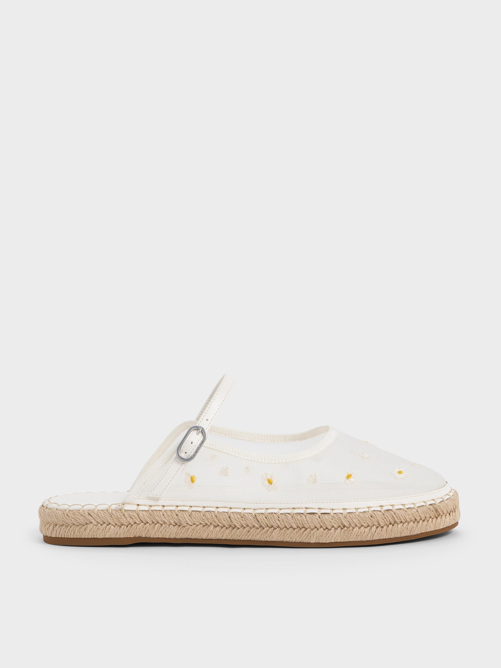 ★CHARLES&KEITH★Aeryn Pearl Buckle Espadrille Mules/送料込 ☆CHARLES&KEITH☆Aeryn Pearl Buckle Espadrille Mules/送料込