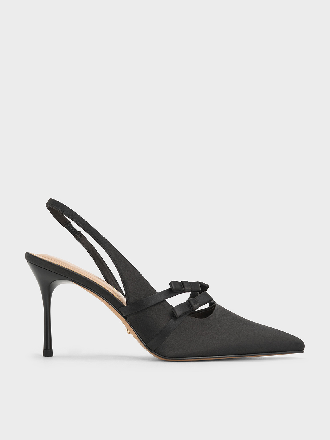 Black Textured Jessy Recycled Polyester Bow Slingback Pumps