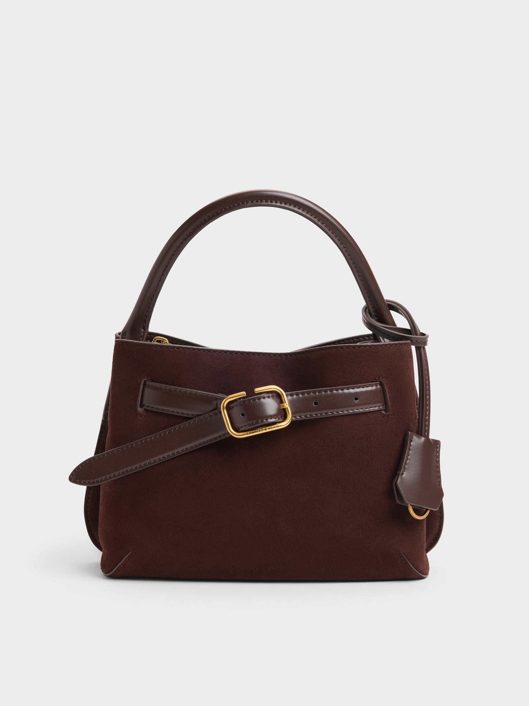 Victoria Belted Top Handle Bag - Espresso Brown - CHARLES & KEITH KR