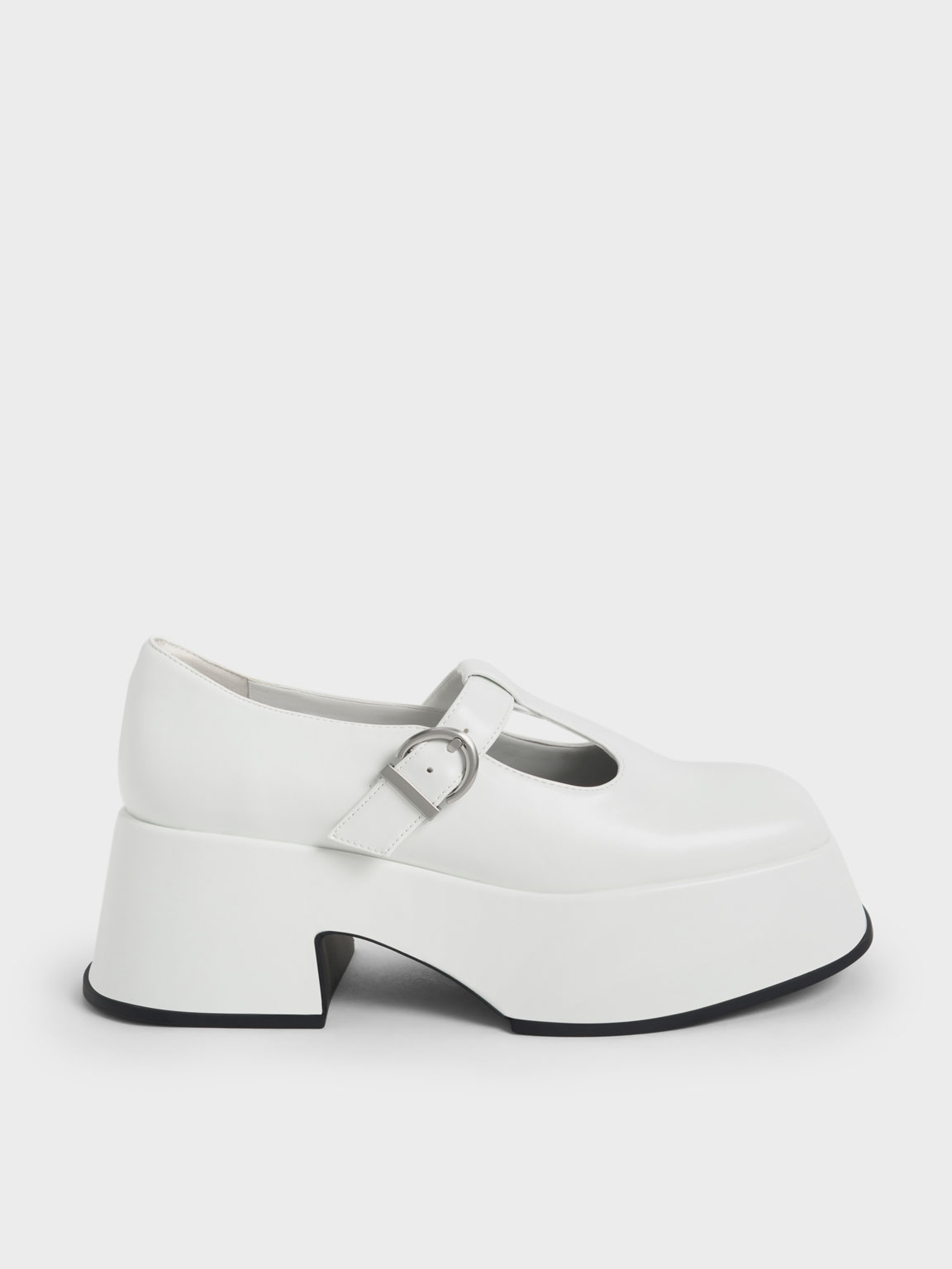 White Platform T-Bar Mary Janes - CHARLES u0026 KEITH US