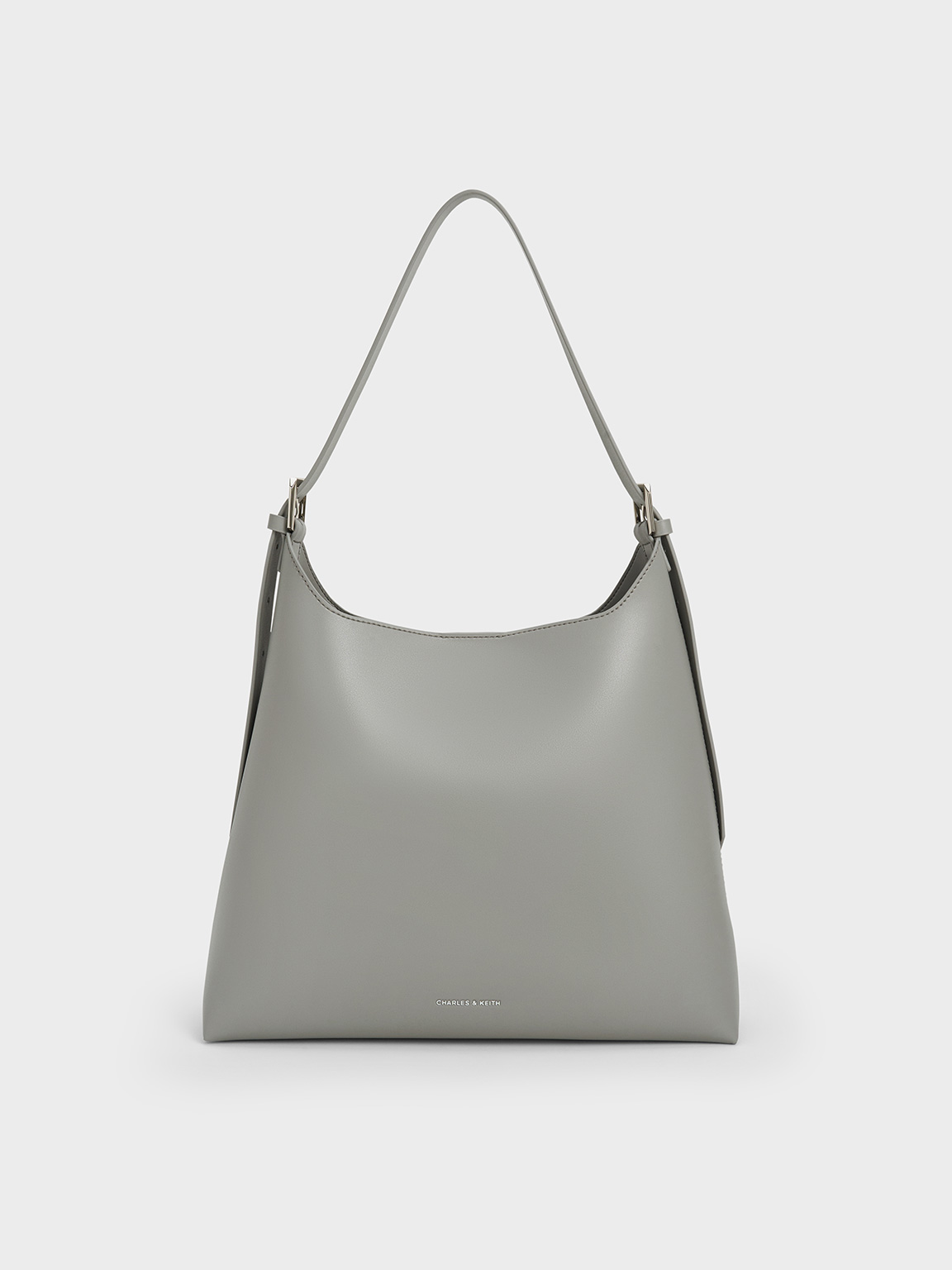 Charles & Keith - Trapeze Slouchy Hobo Bag In Grey