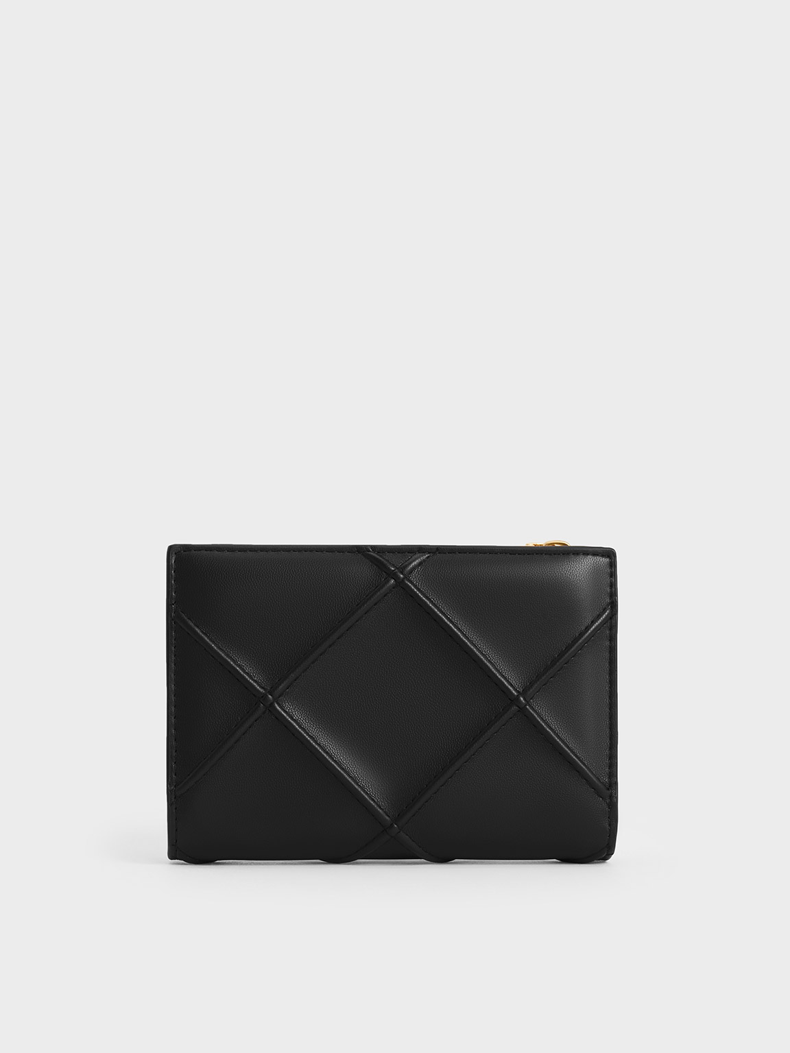 Charles & Keith Eleni Quilted Wallet In Black