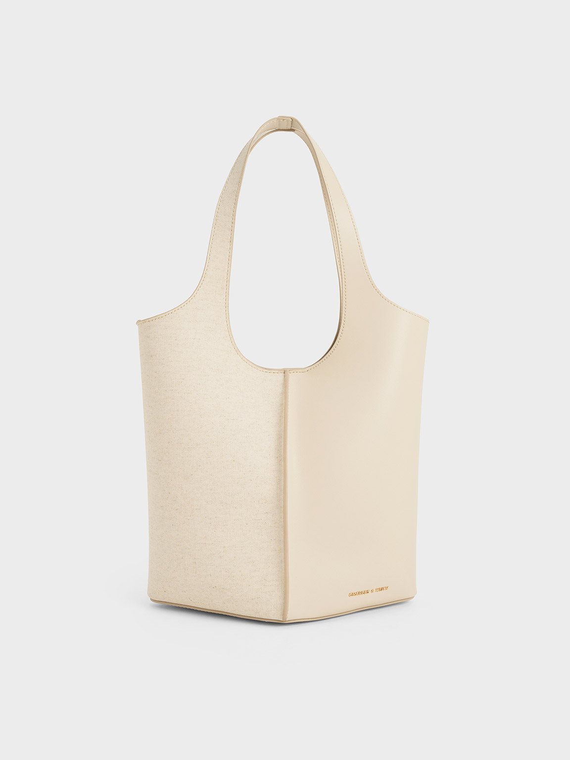 Charles & Keith Large Arlys Tote Bag In Neutral