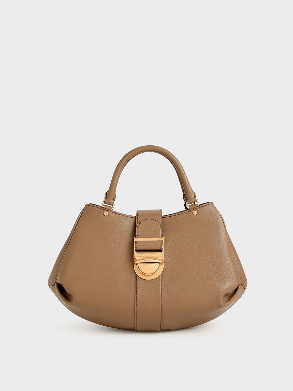 Charles & Keith Amelia Buckled Tote Bag In Brown | ModeSens