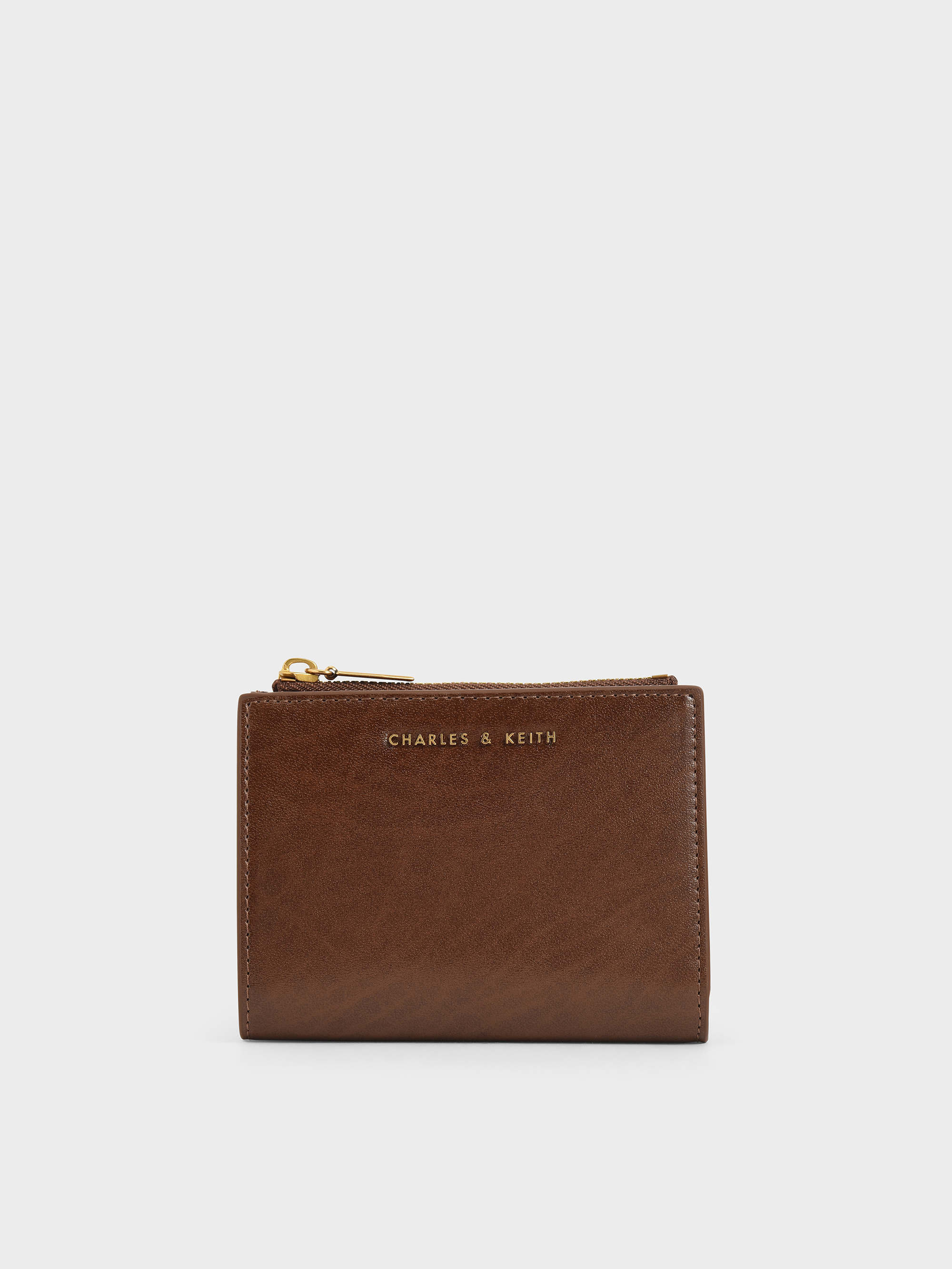 Harmonee Top-Zip Small Wallet - Chocolate - CHARLES & KEITH SG