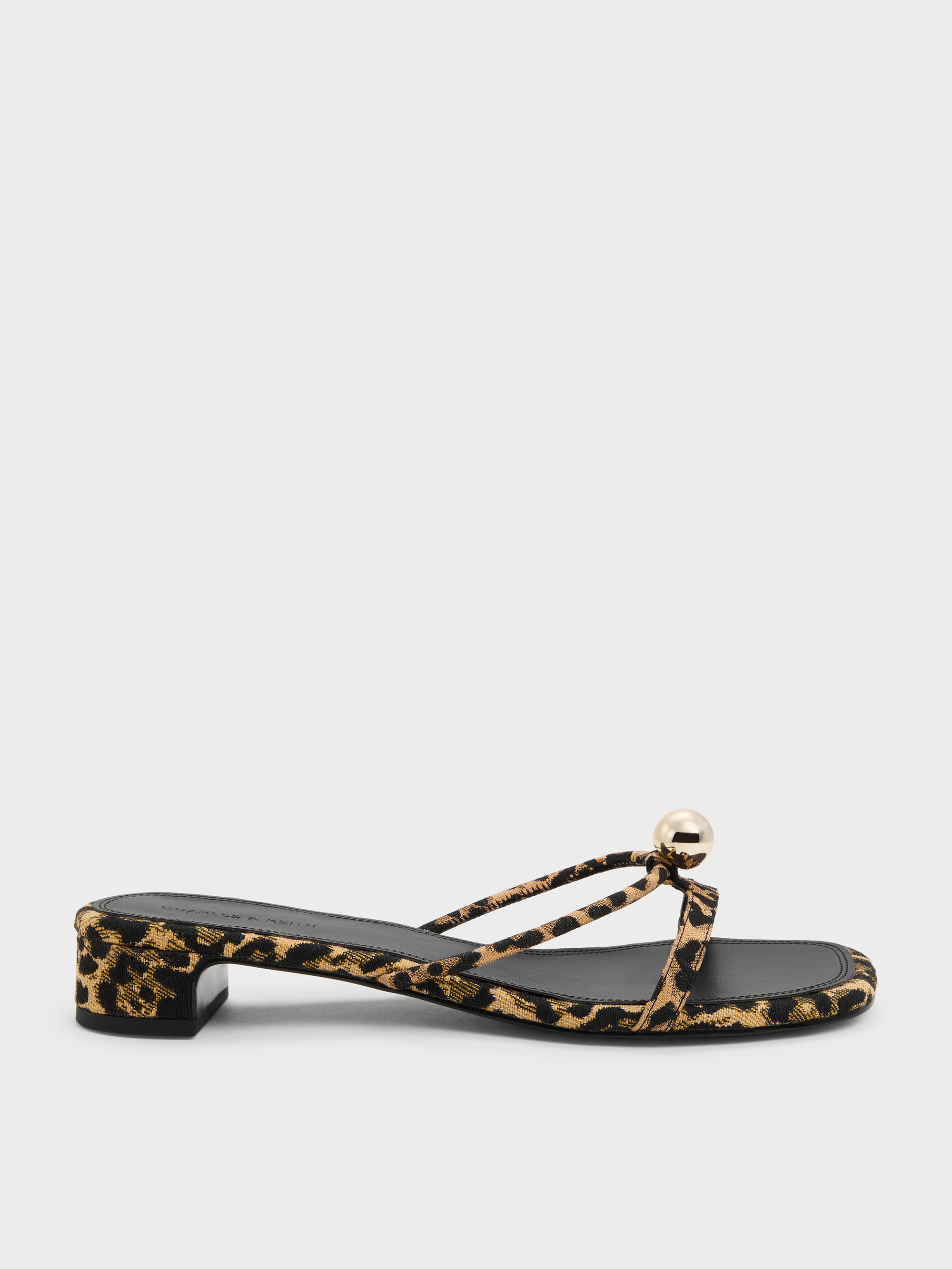 Charles & Keith - Georgie Leopard-Print Metal-Ball Heeled Mules