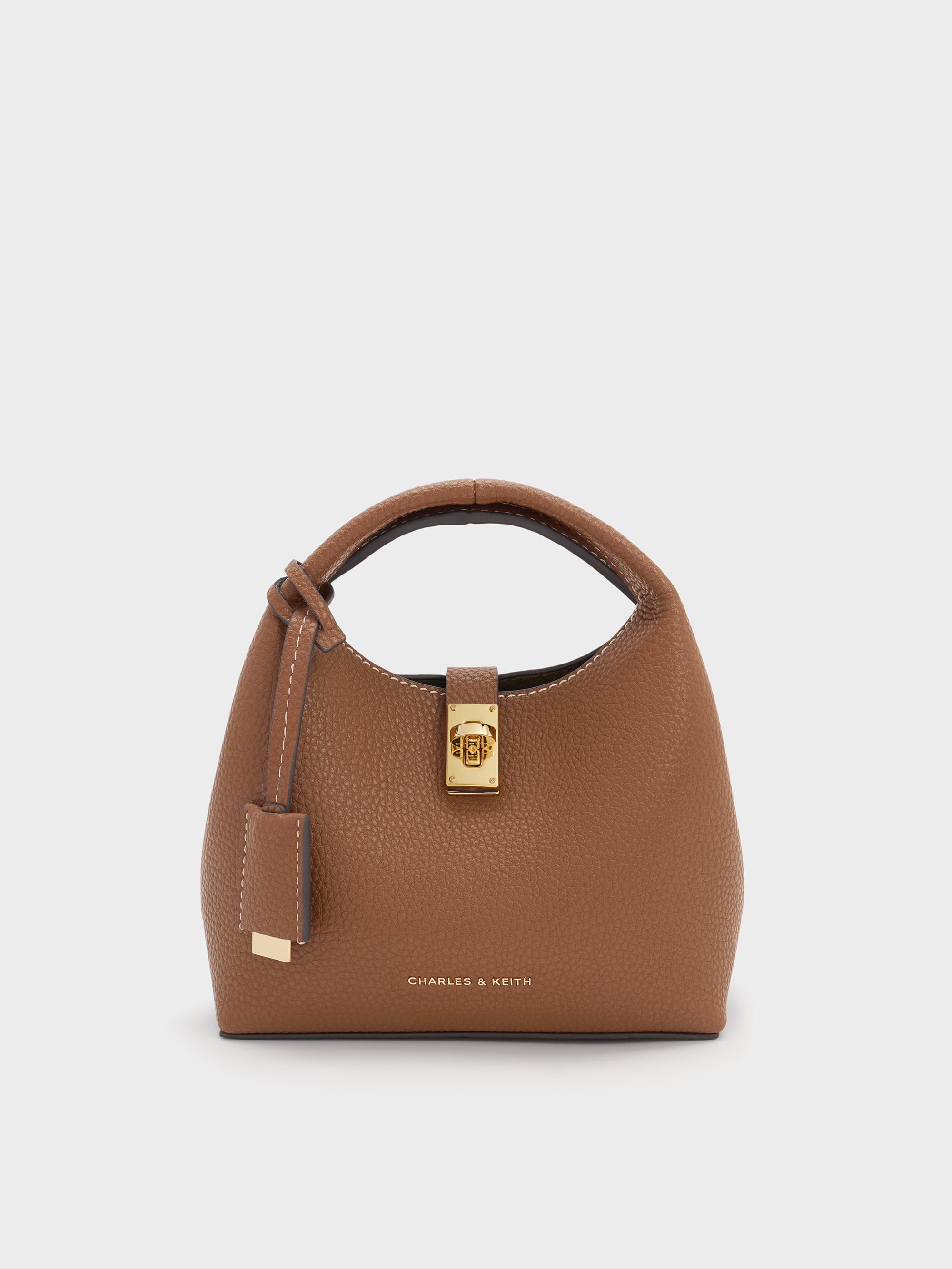 Mini Chance Turn-Lock Bucket Bag - Chocolate - CHARLES & KEITH SG
