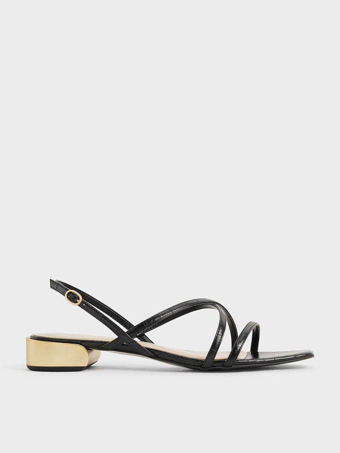 Animal Print Black Metallic Accent Strappy Sandals - CHARLES u0026 KEITH  International