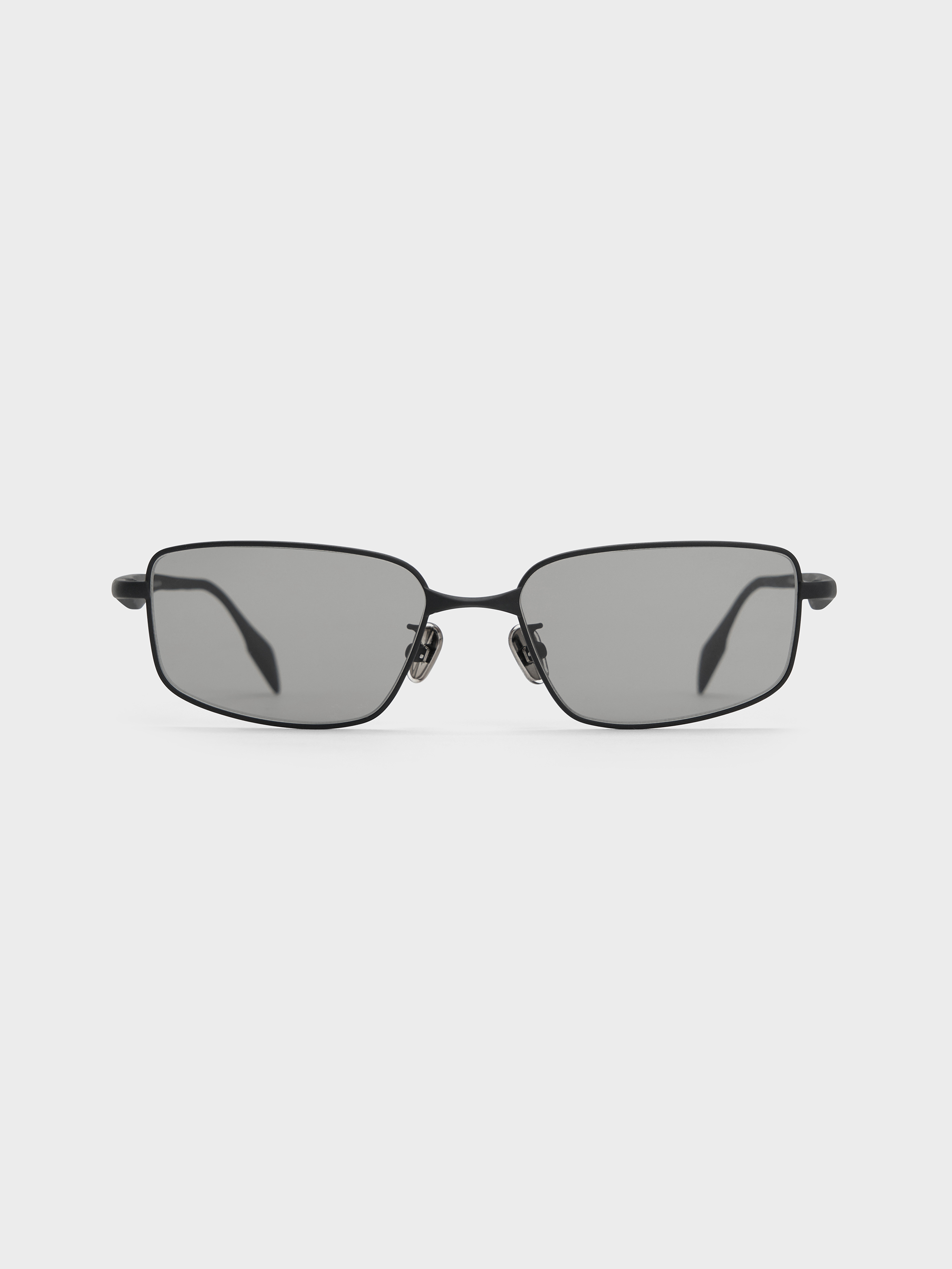 Charles & Keith - Celestia Metal-rim Tinted Rectangular Sunglasses In Black