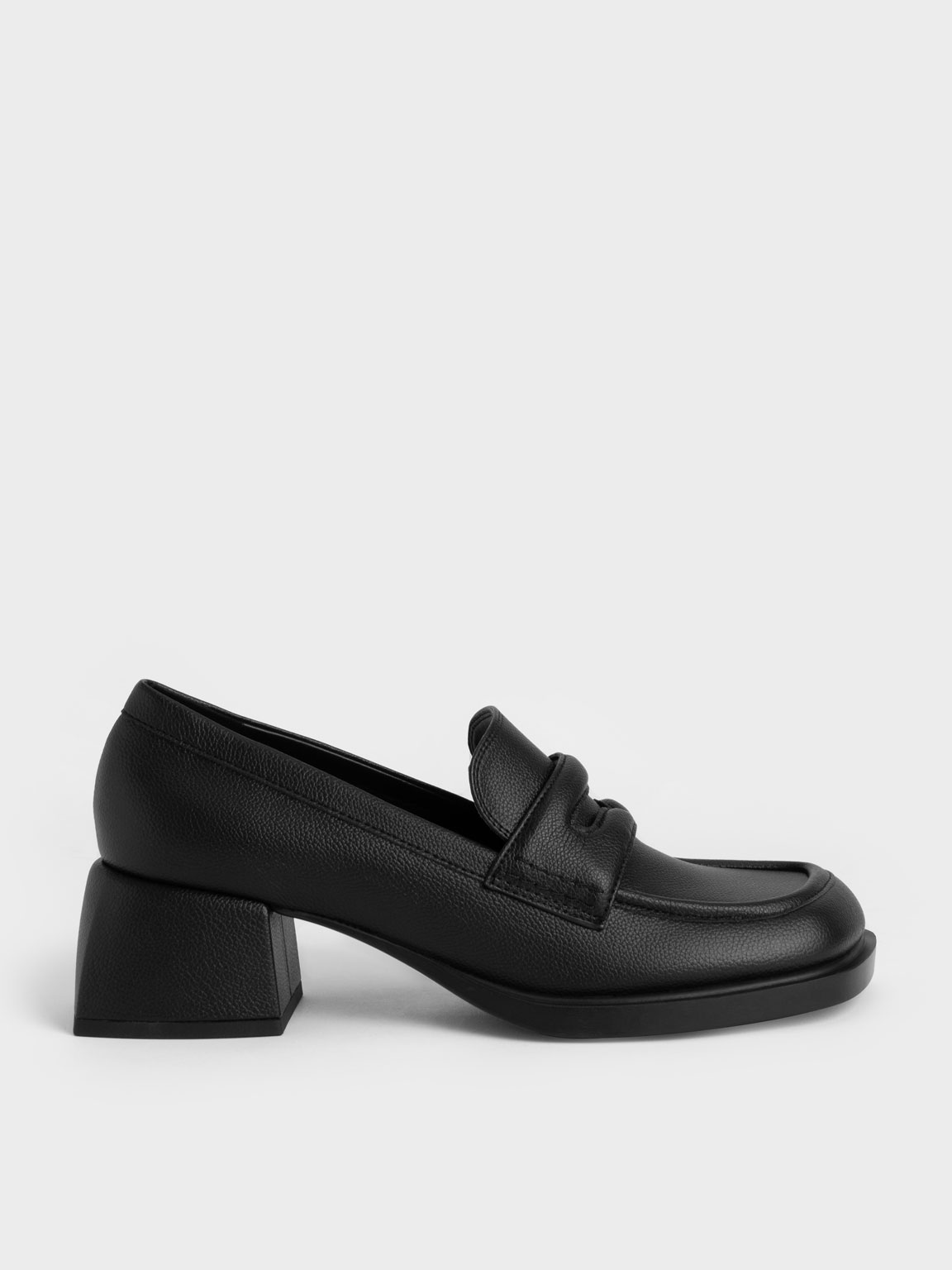 Black Buckled Platform Penny Loafers - CHARLES & KEITH US