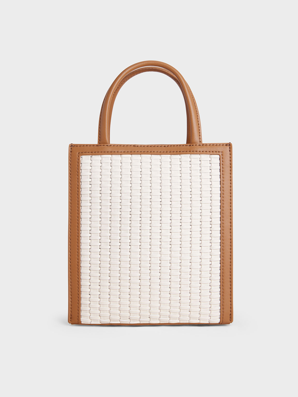 Chocolate Woven Double Handle Tote Bag - CHARLES & KEITH US