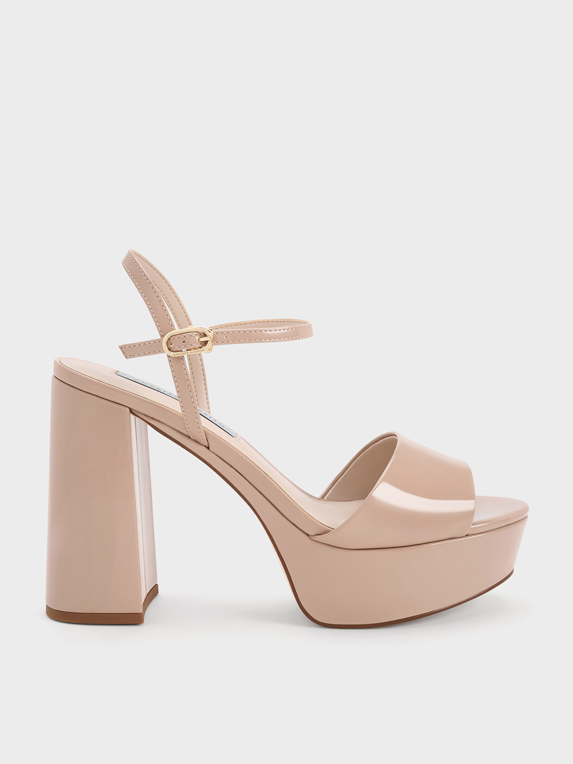 Nude Halle Peep-Toe Patent Platform Sandals - CHARLES & KEITH MY