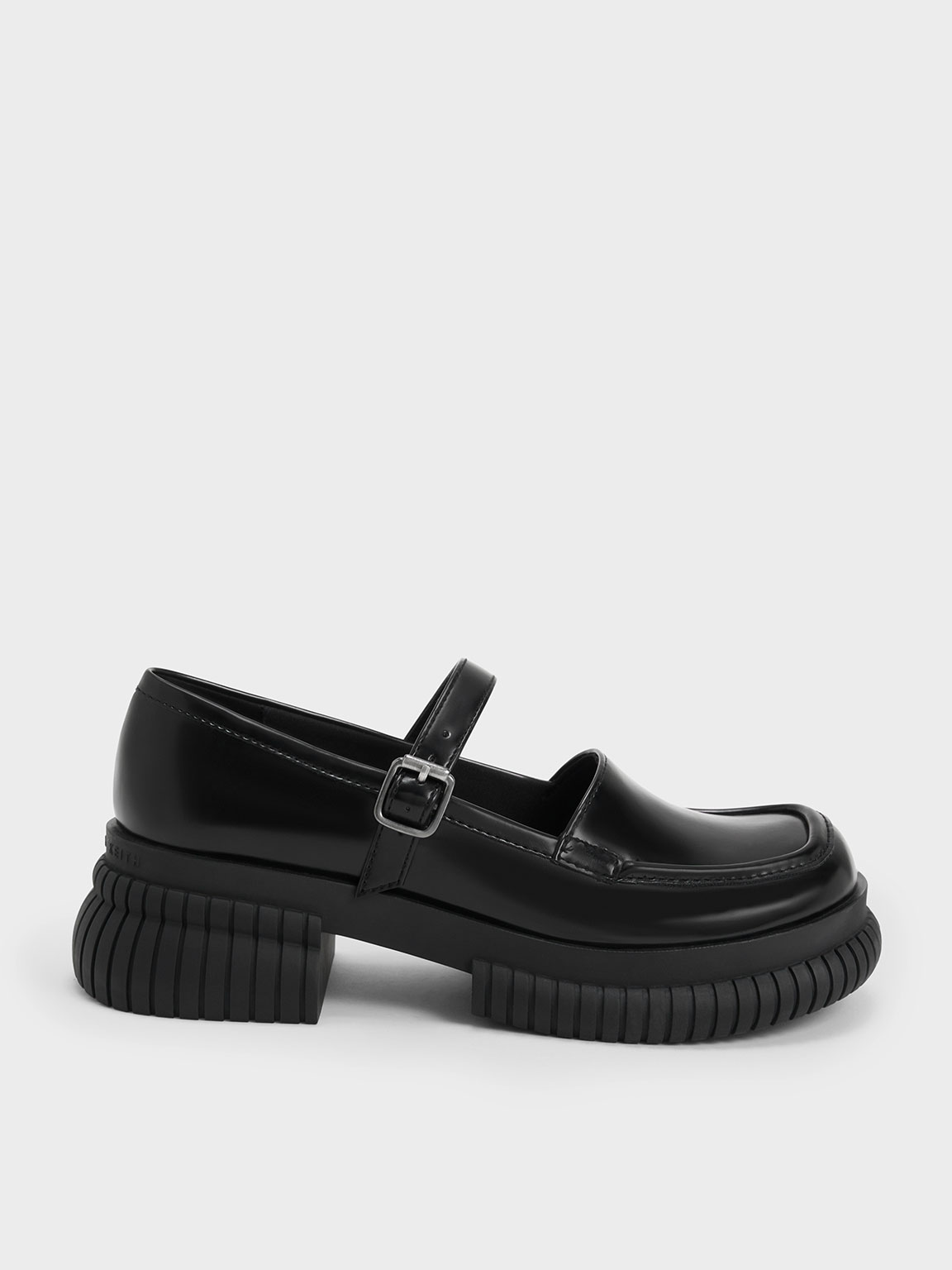 Charles & Keith Buckled Mary Jane Loafers In Black