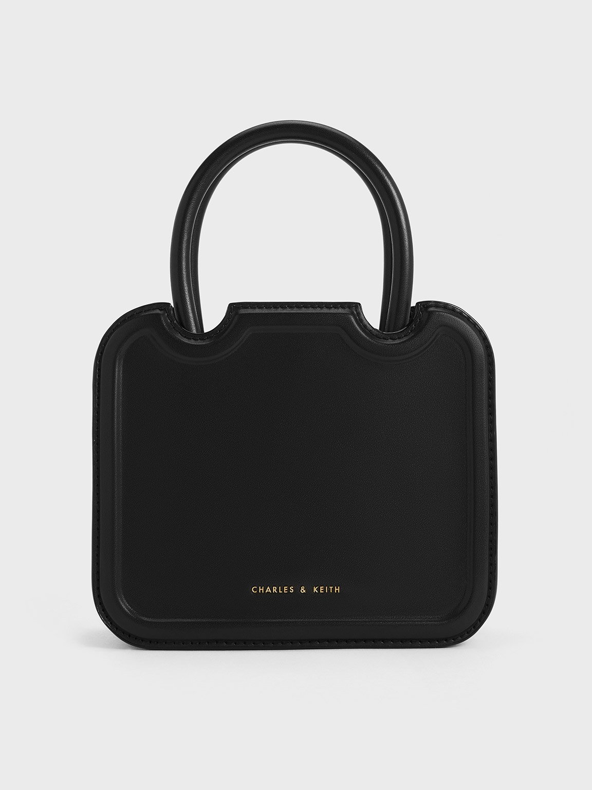 Black Perline Sculptural Top Handle Bag - CHARLES & KEITH KR