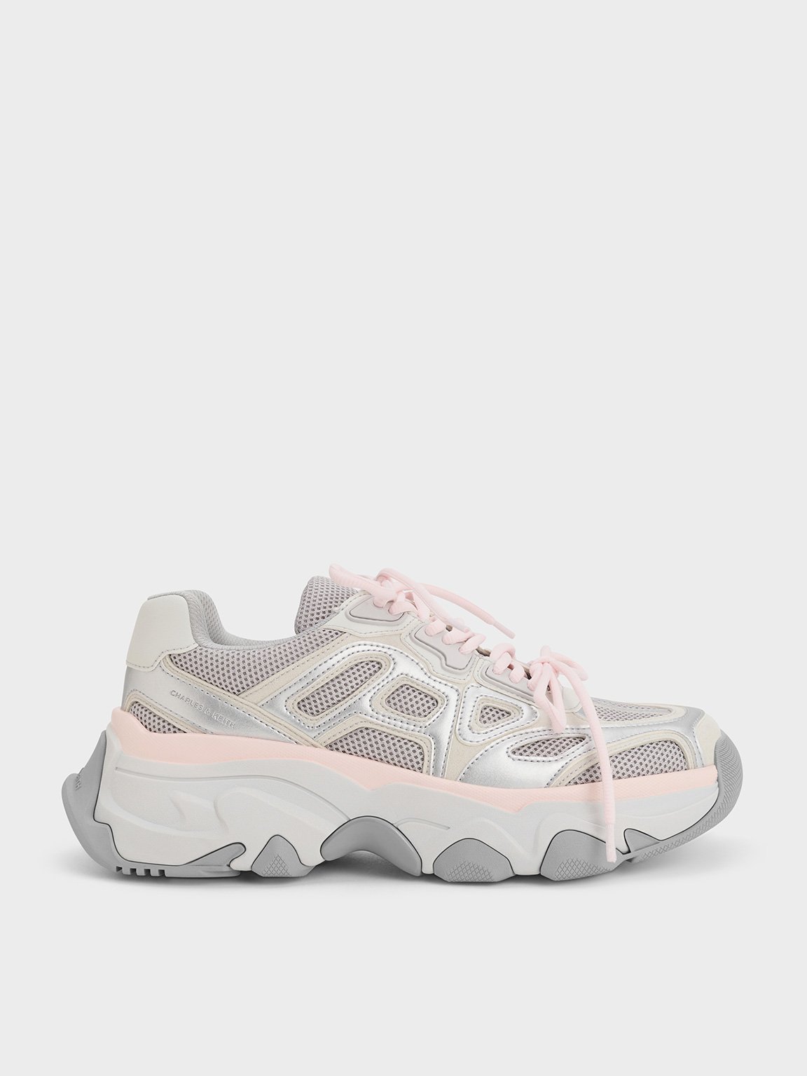 Light Pink Gaskell Mesh Chunky Sneakers - CHARLES & KEITH CA