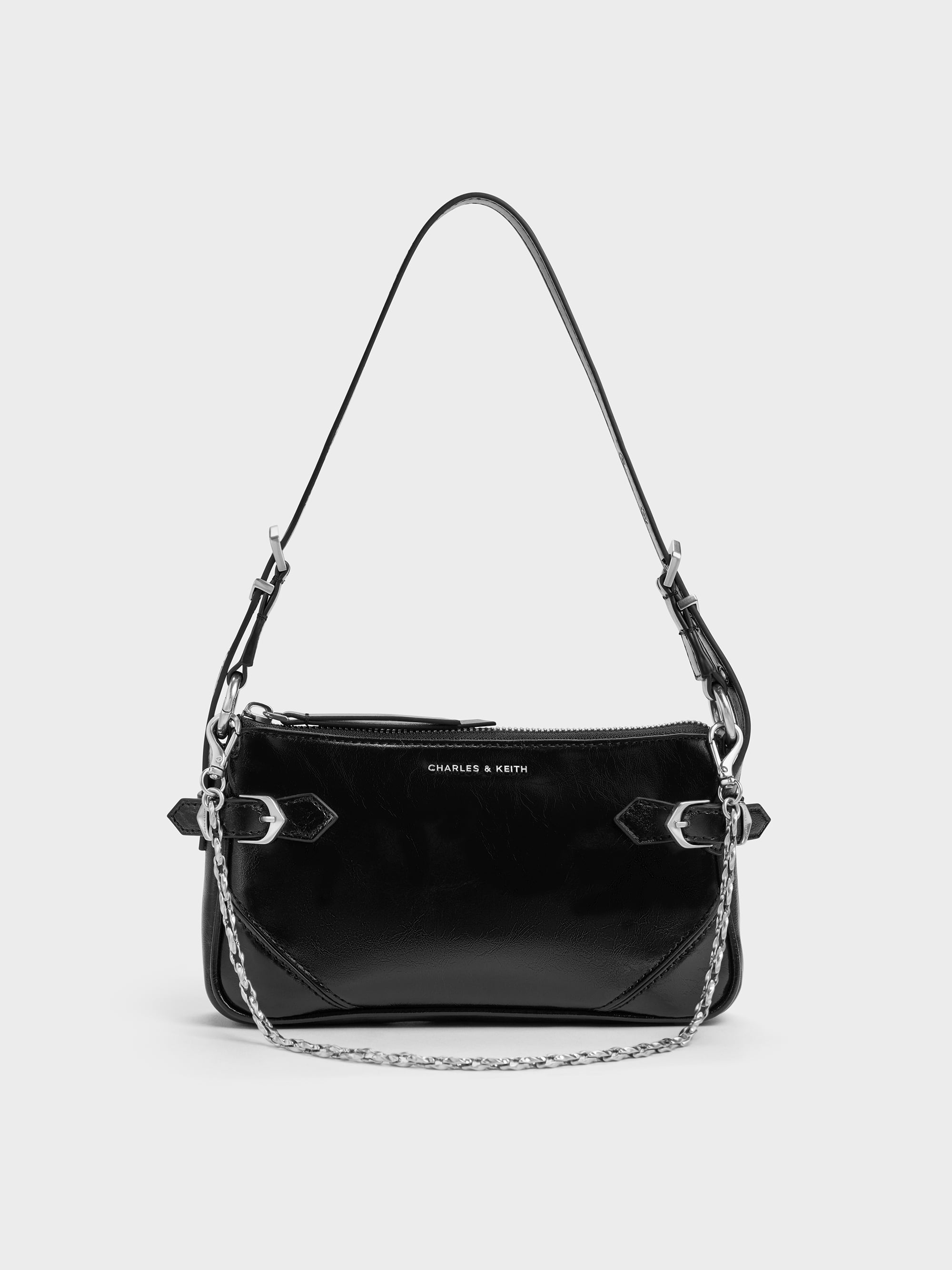 Antonella Chain-Strap Crossbody Bag - Noir - CHARLES & KEITH KR