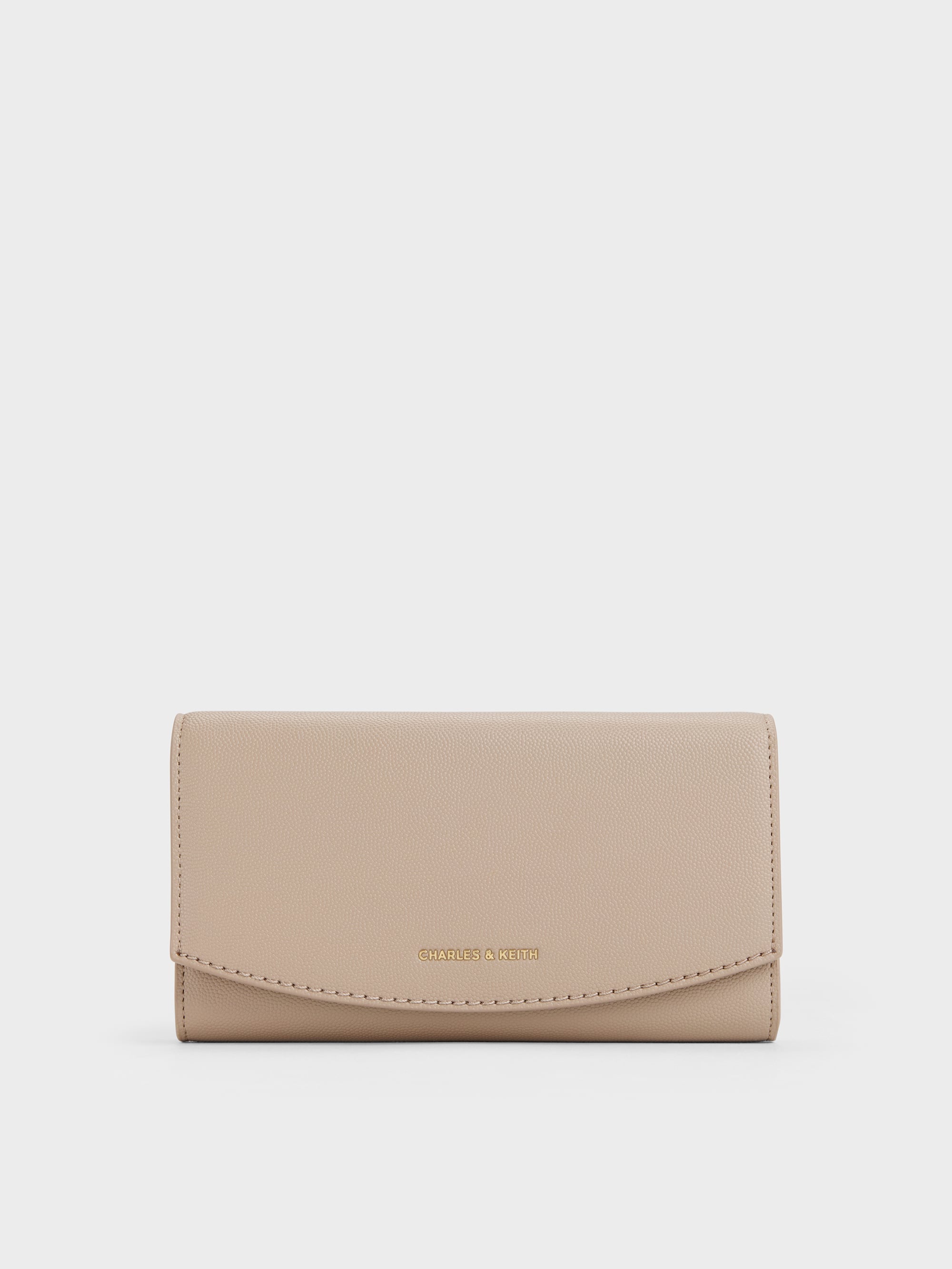 Briony Curved-Flap Long Wallet - Taupe - CHARLES & KEITH CA