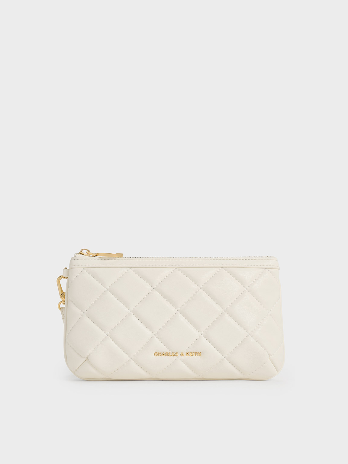 Shop Charles & Keith Cressida Quilted Wristlet In White