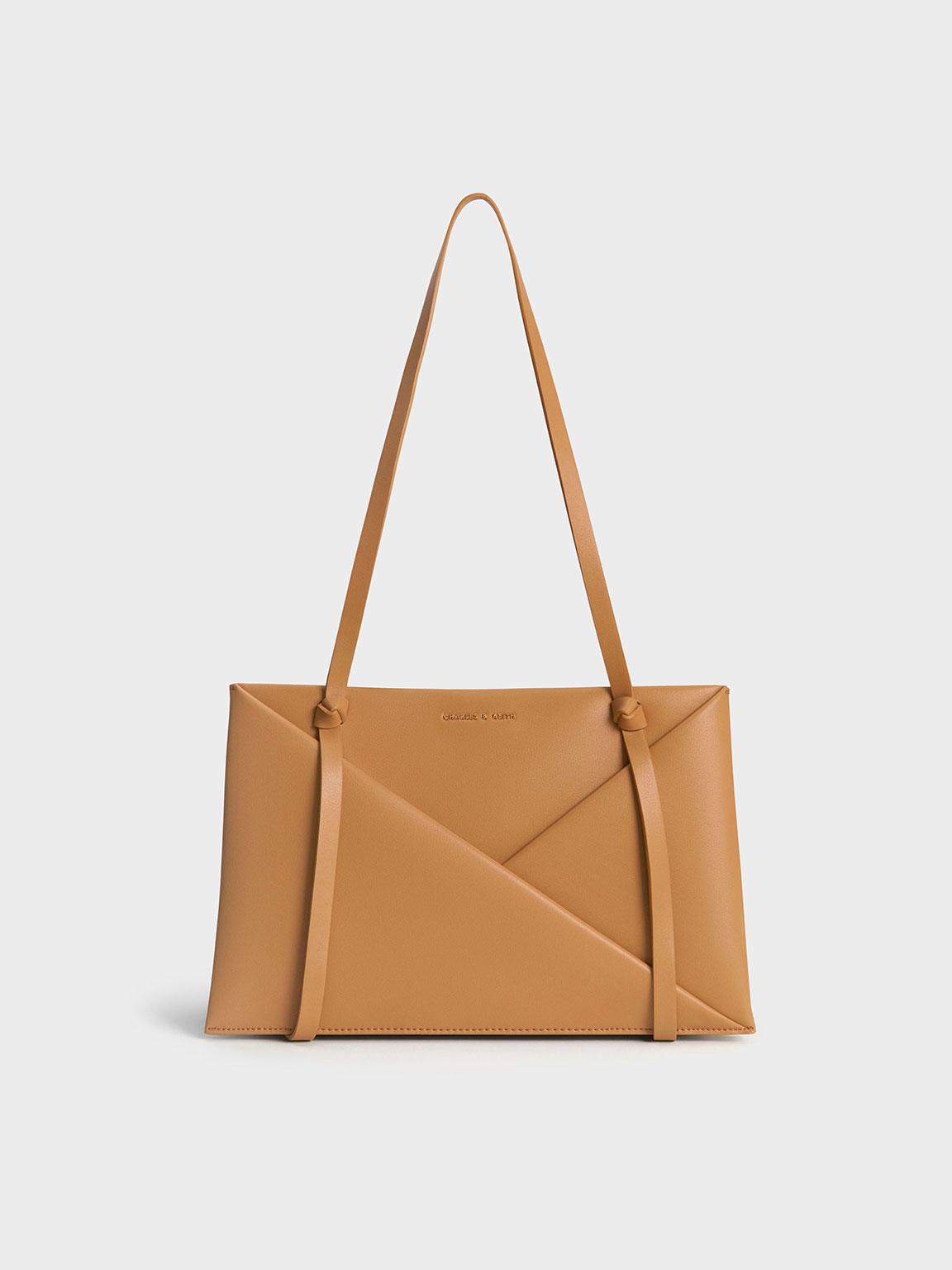 Charles & Keith Midori Geometric Tote Bag In Camel