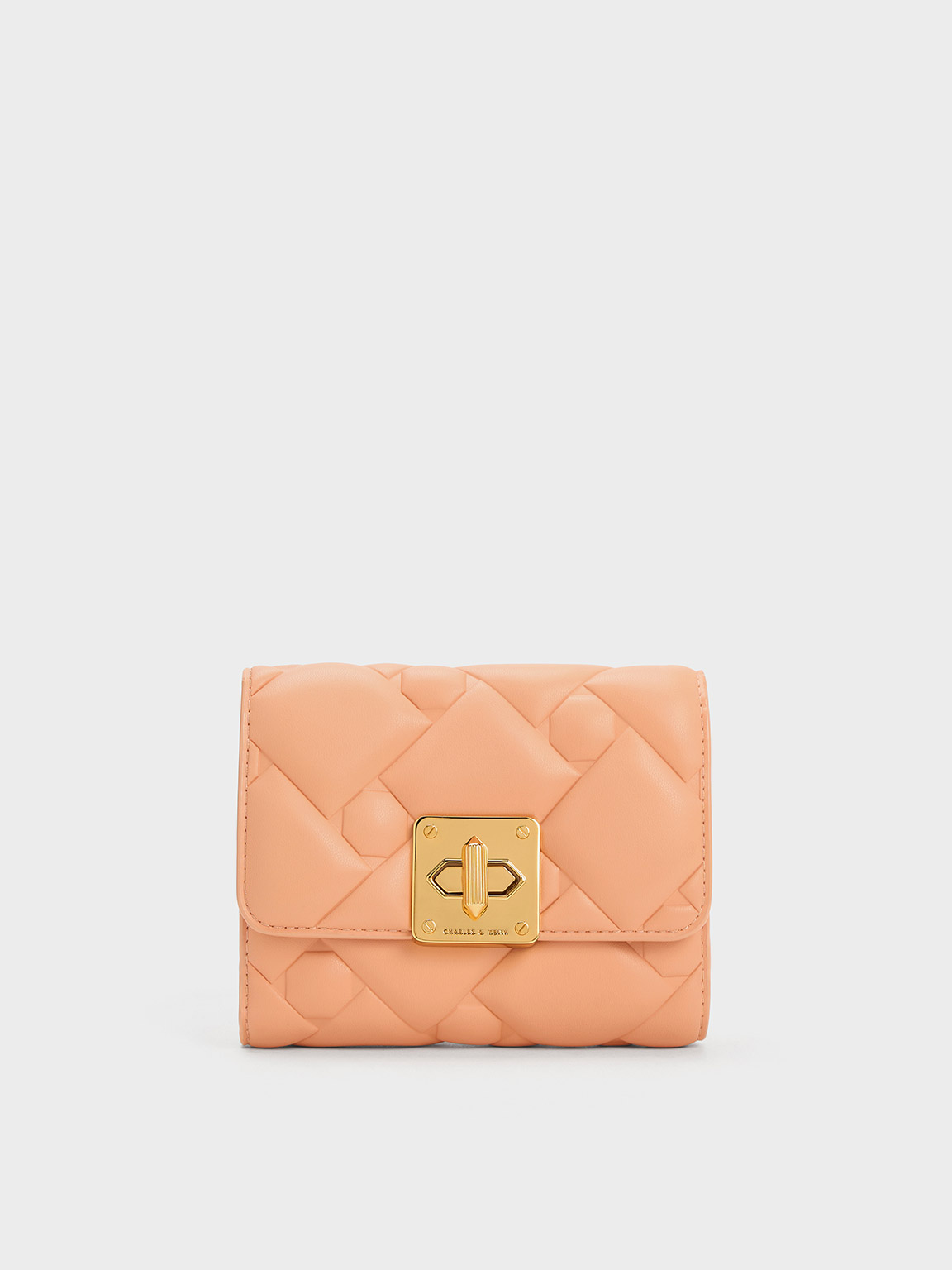 Charles & Keith - Women's Tillie Quilted Wallet, Orange, Xxs