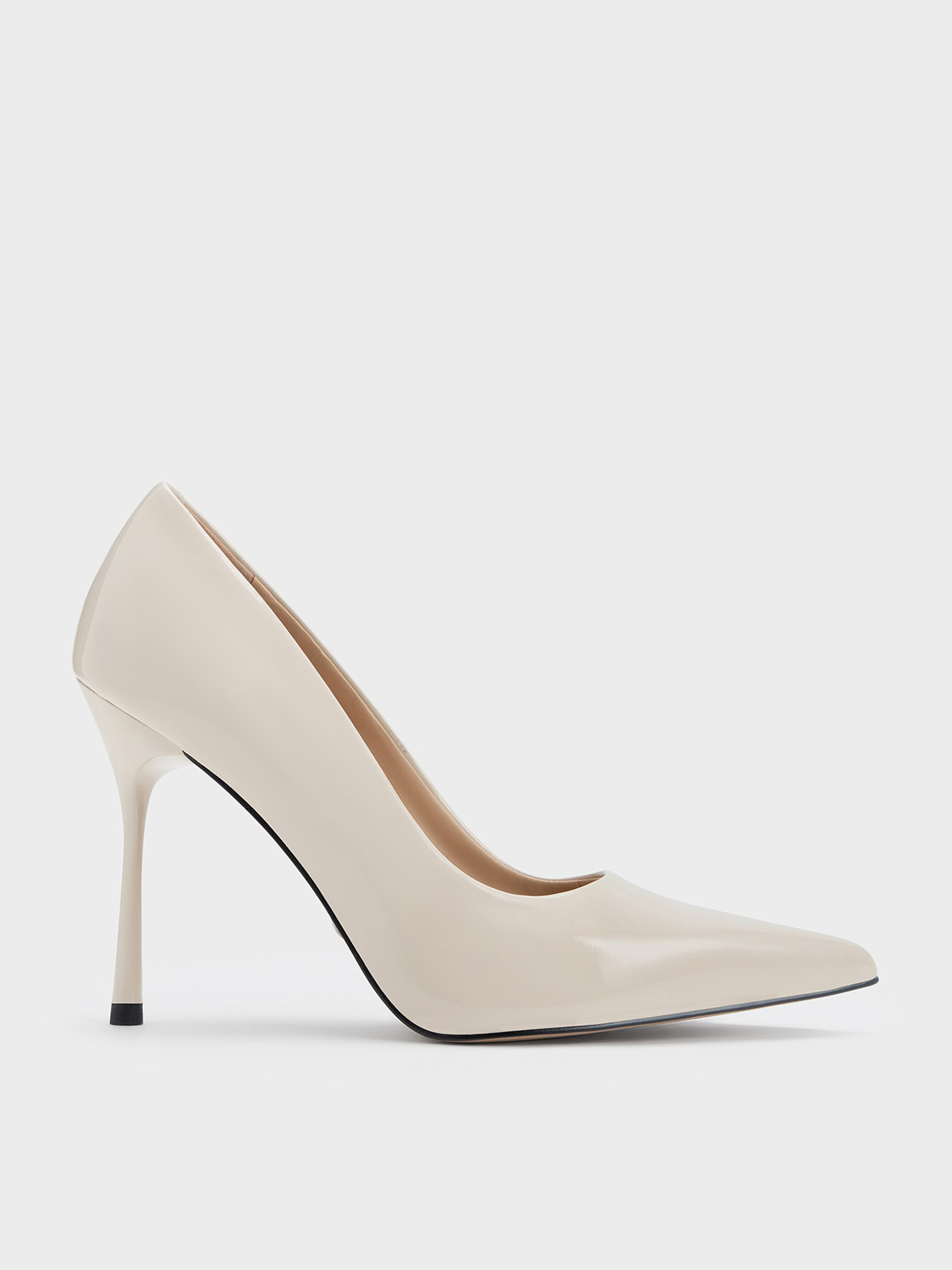 Charles & Keith Kyra Patent Leather Pumps In Chalk