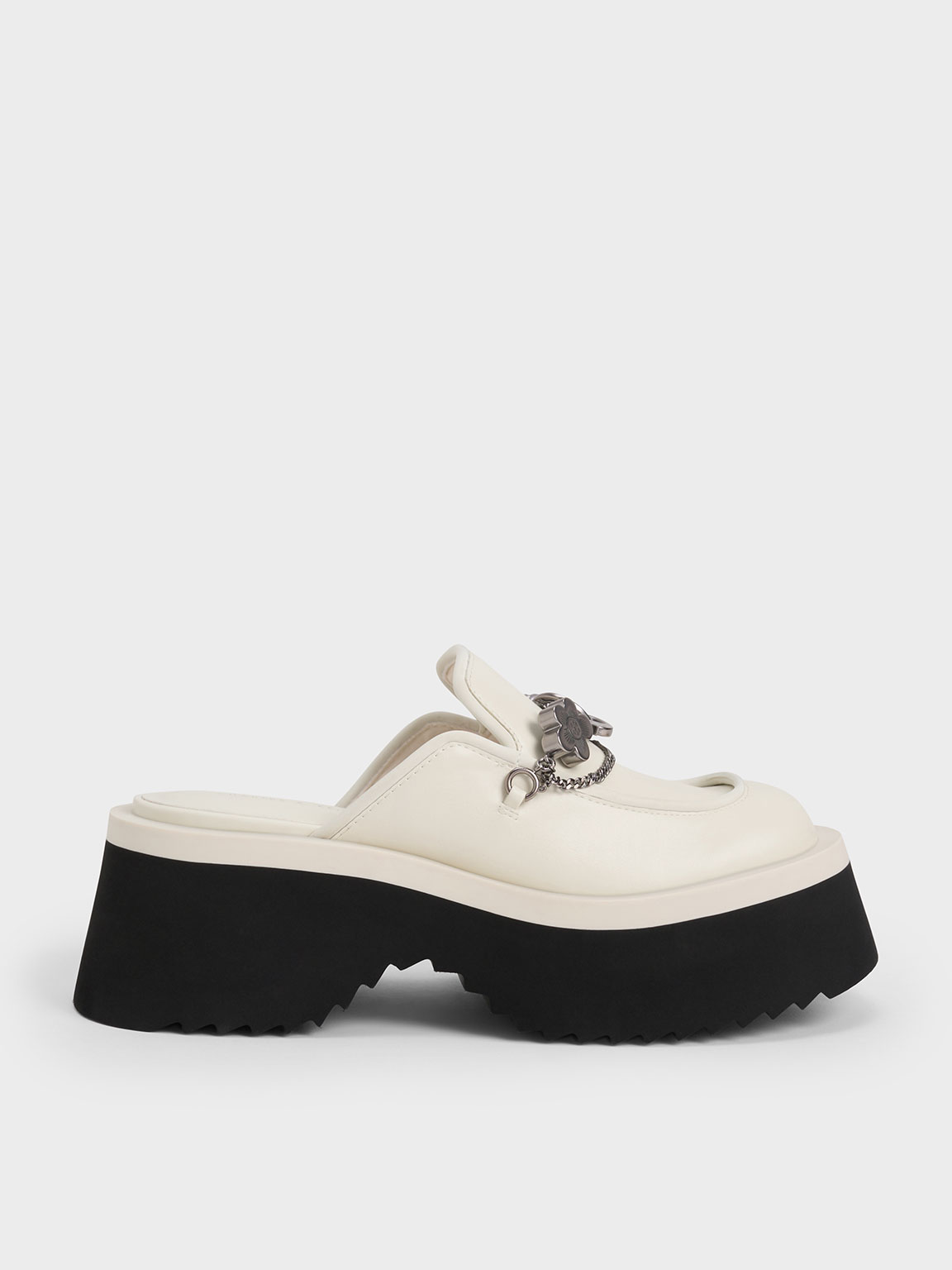 Charles Keith Lotso Embellished Platform Mules In Chalk ModeSens