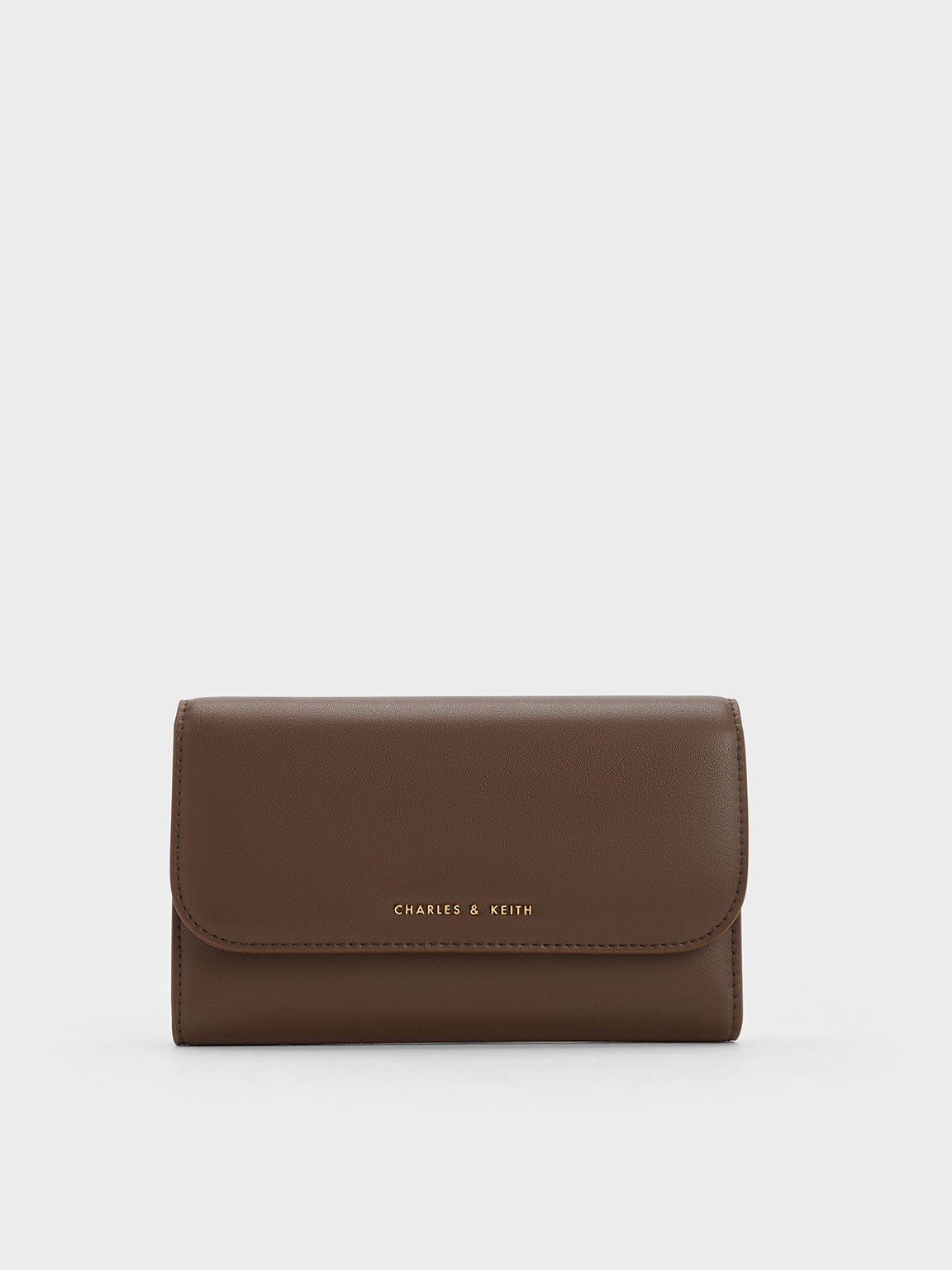 Charles & Keith Magnetic Front Flap Long Wallet In Brown