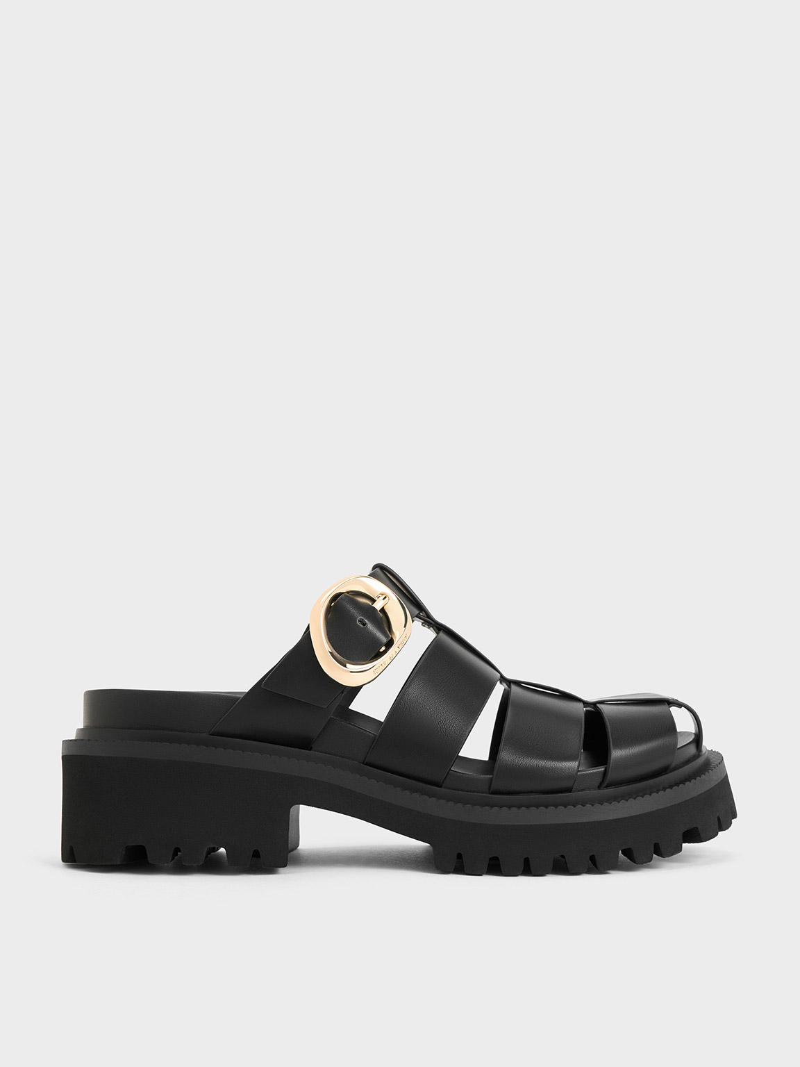 Black Interwoven OvalBuckle Mules CHARLES & KEITH SG