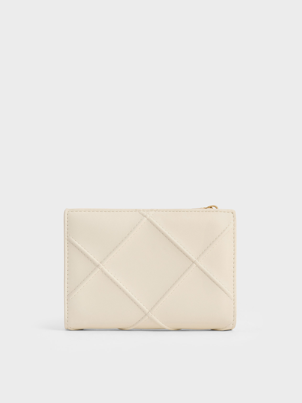 Charles & Keith Eleni Quilted Wallet In Neutral